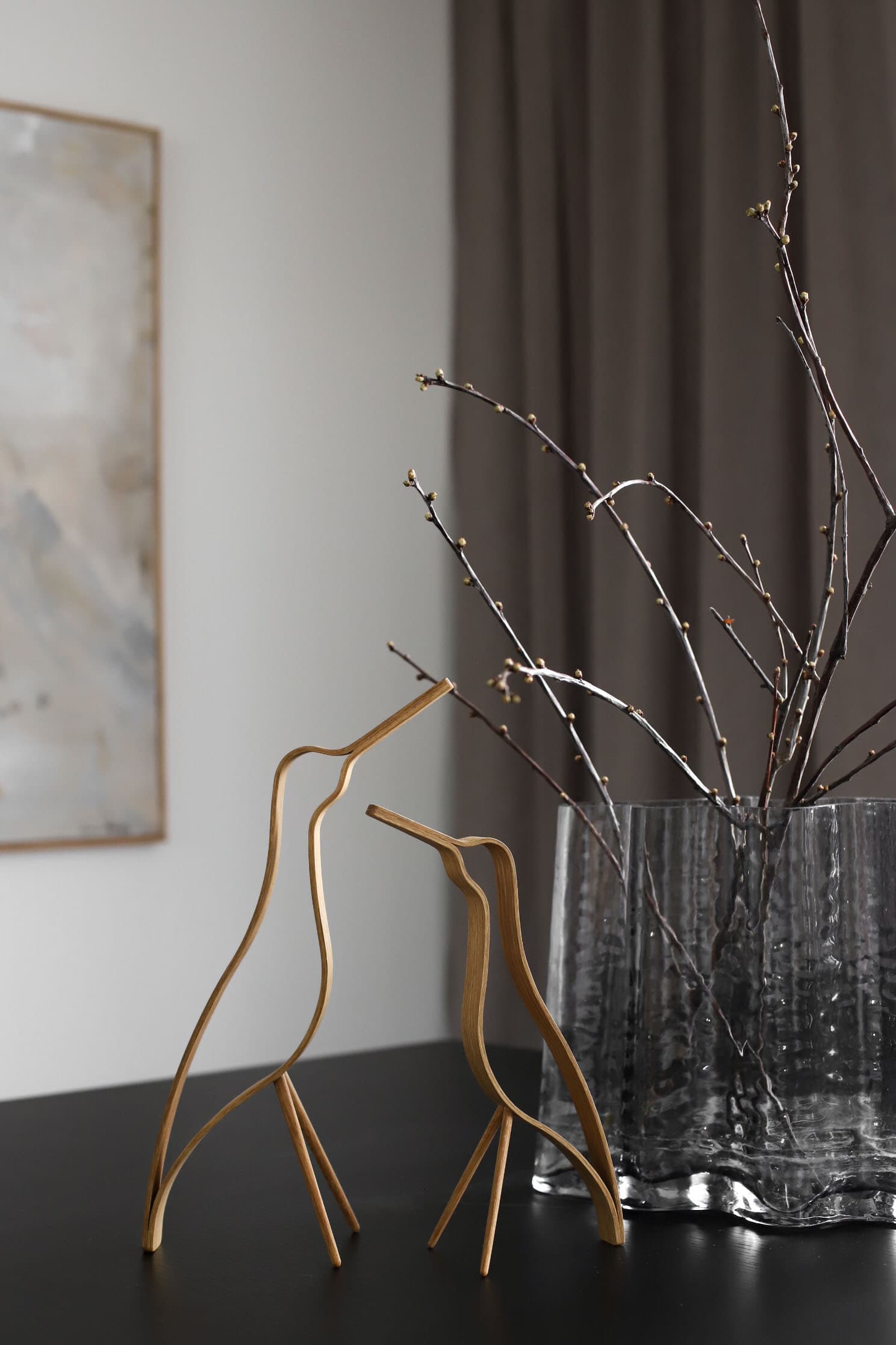 Woody Bird High Decoration Oak 32cm