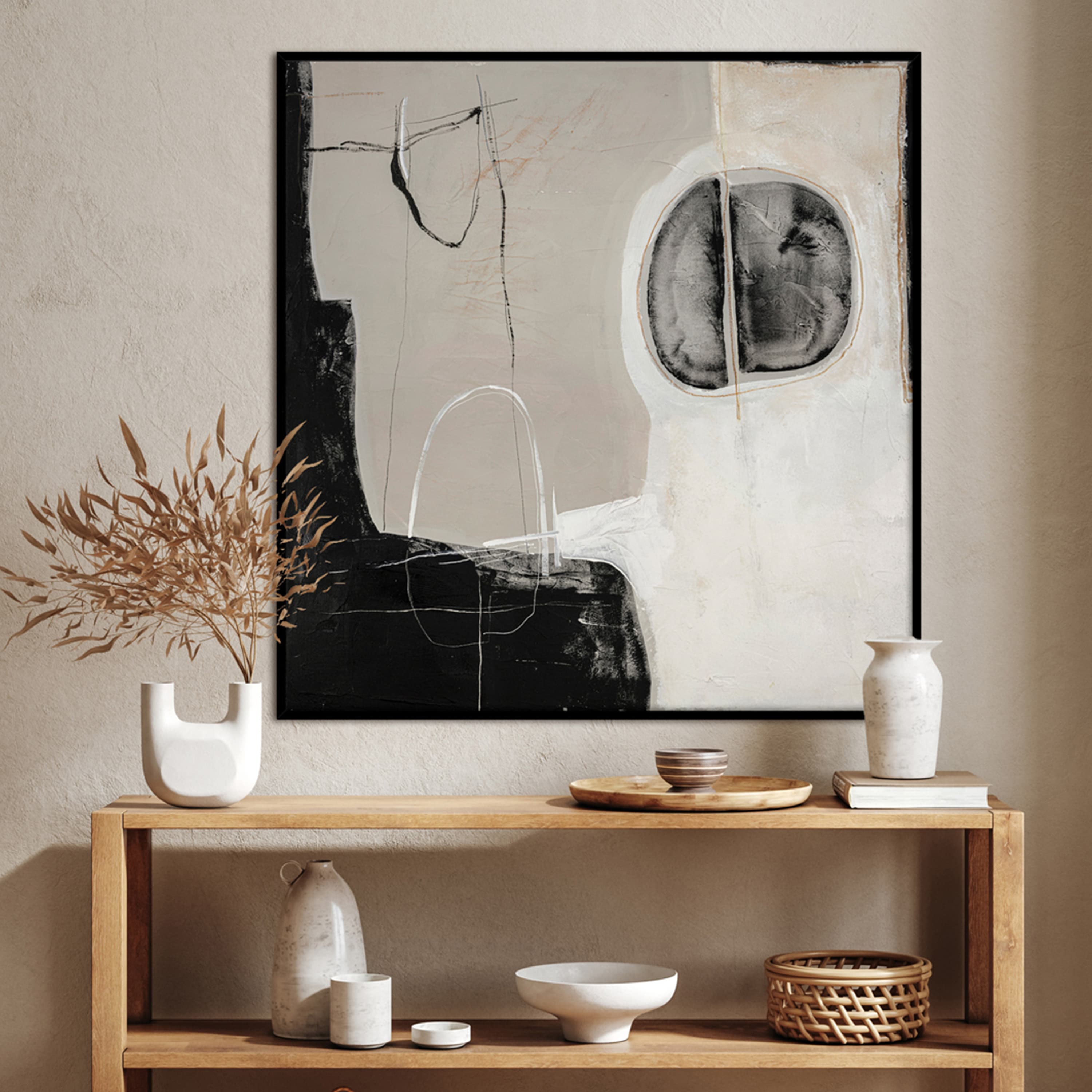 Ensemble Black Frame Gemälde 100x100