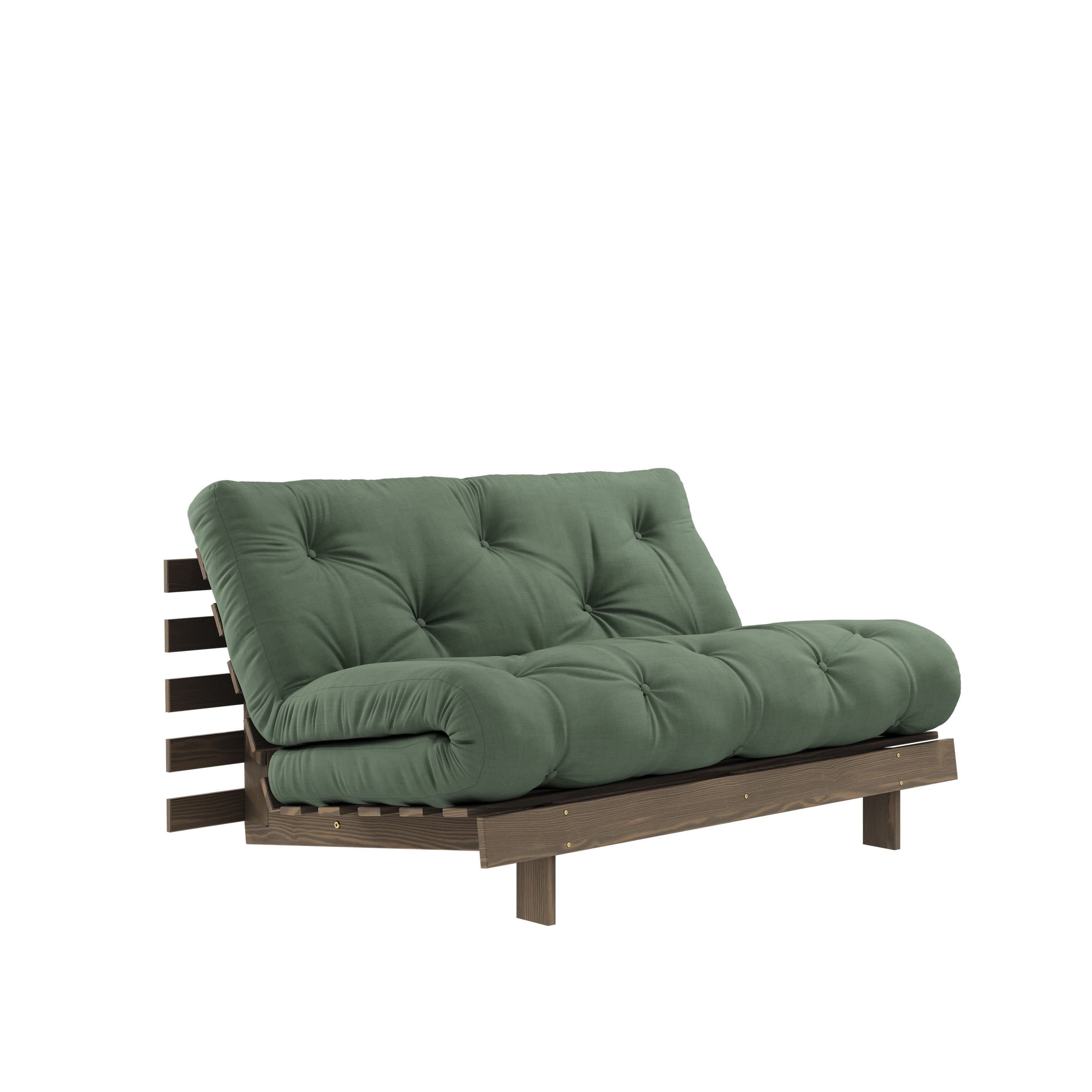 Roots Schlafsofa Braun/Olivgrün 140cm