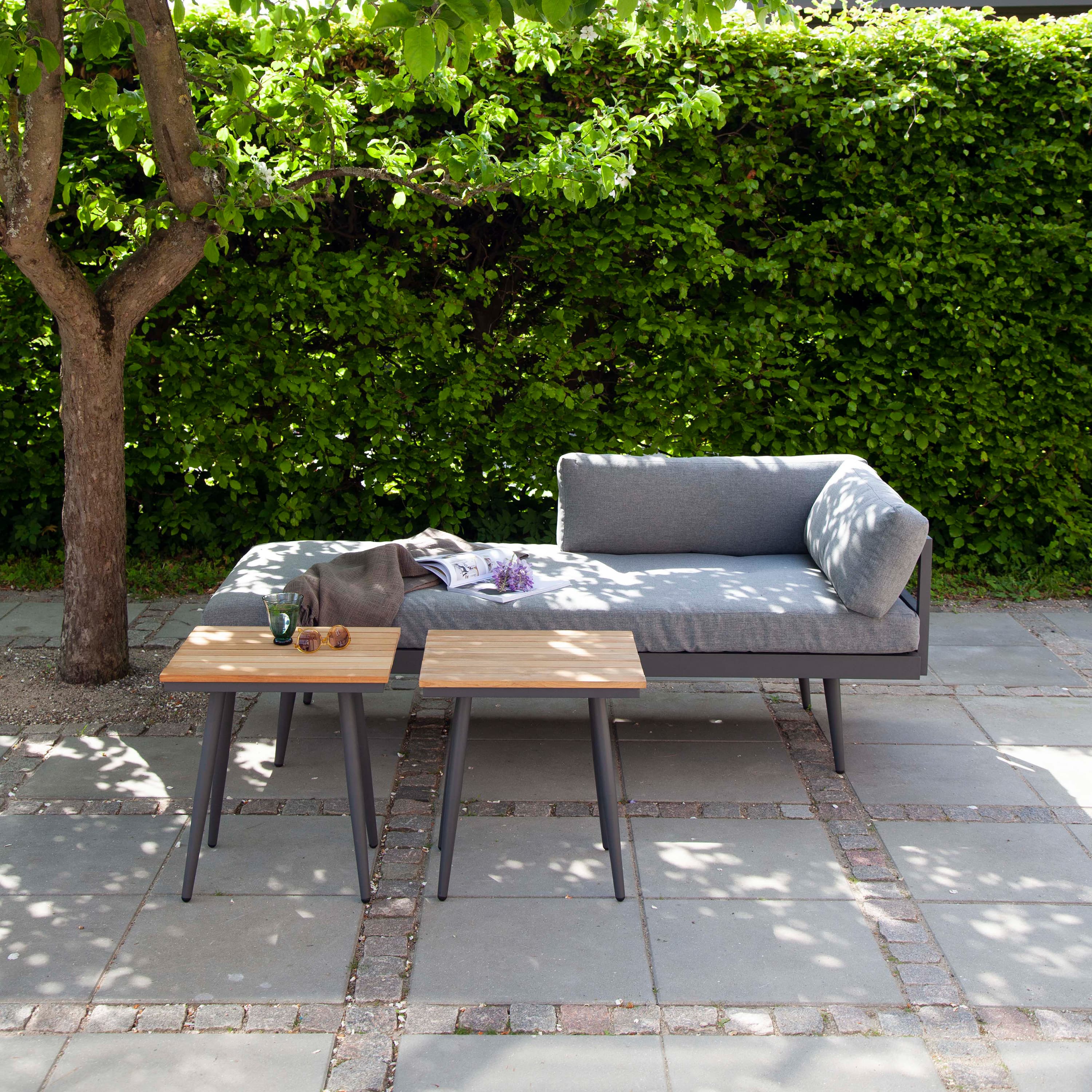 Rio Side Table Anthracite/Teak 50x45