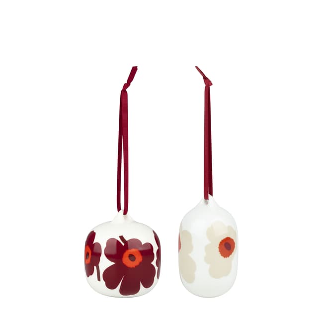 Unikko Poppy Decoration Red/Beige Set of 2