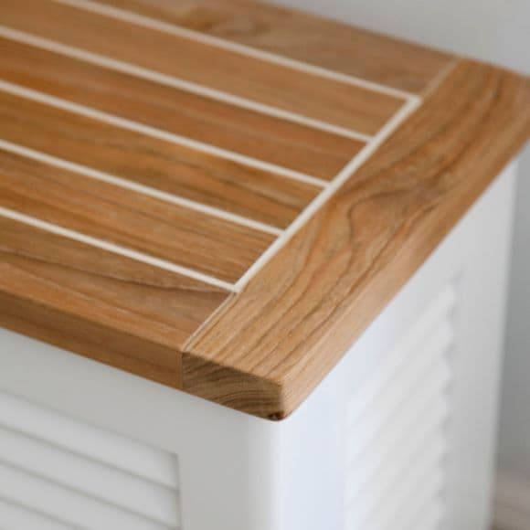 Classic Storage Bench Teak/White 90cm