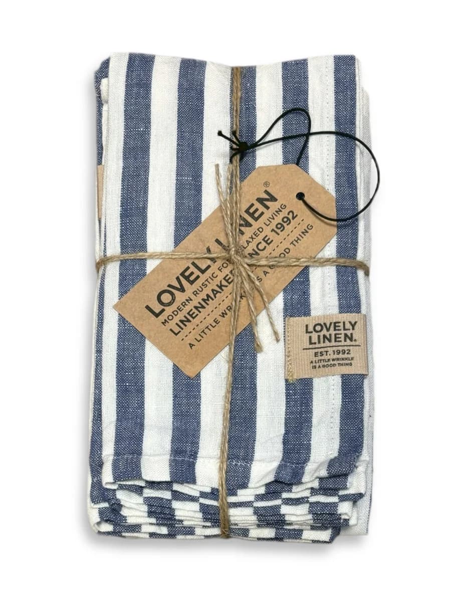 Misty Serviette Leinen Edge Denim Blue 45x45 4er-pack