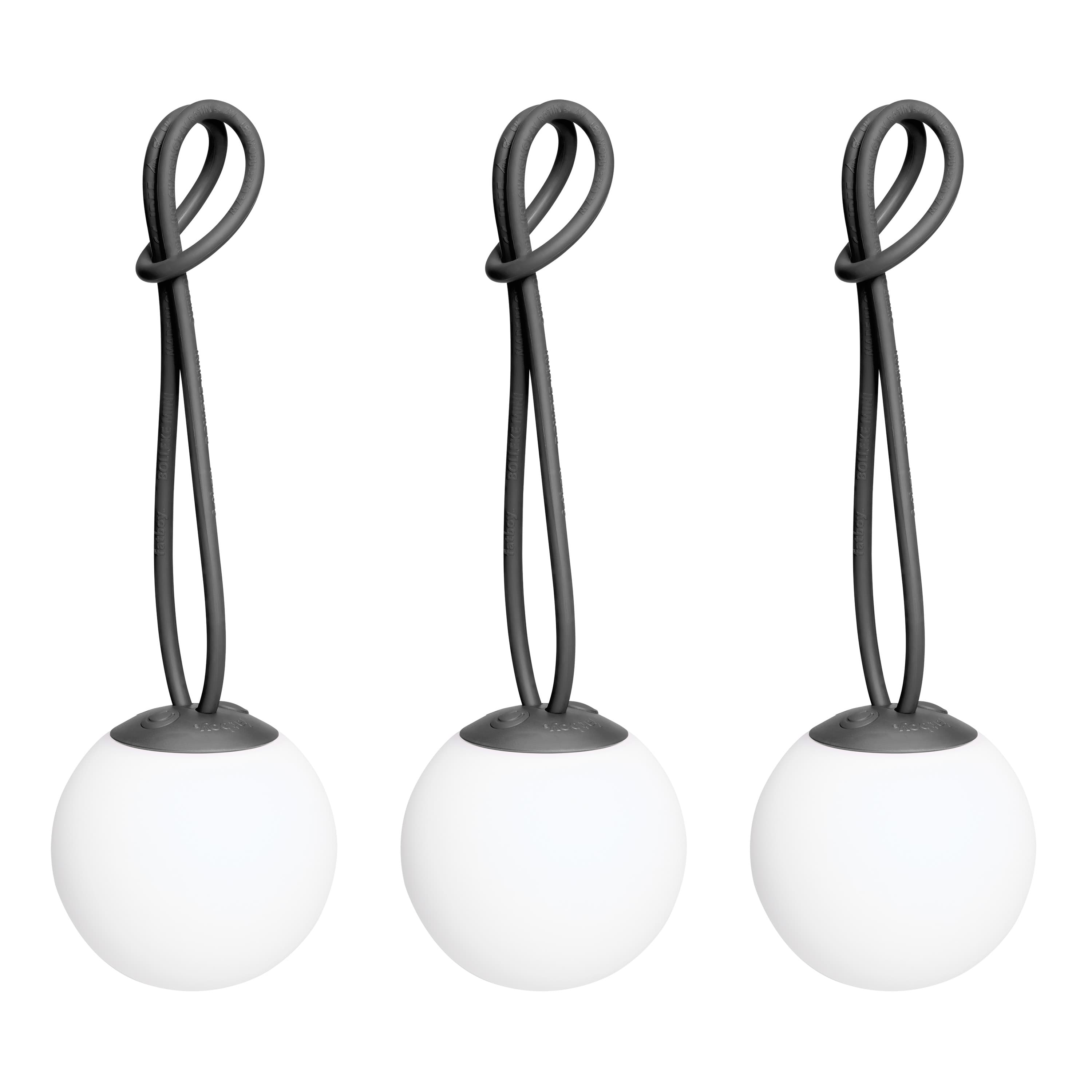 Bolleke Mini Tragbare Lampe Anthracite 3-pack
