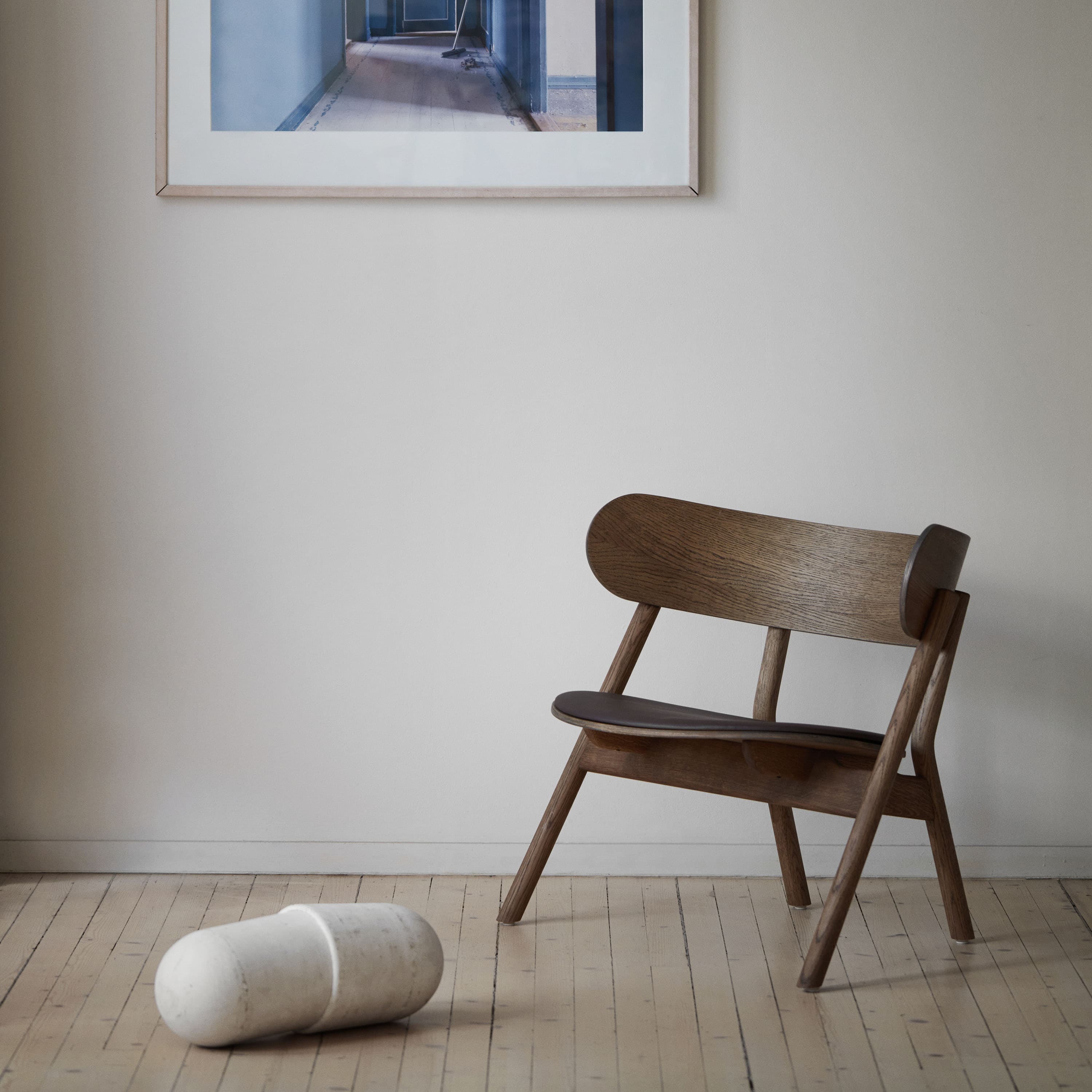 Oaki Lounge Chair Brown Leather/Smoked Oak