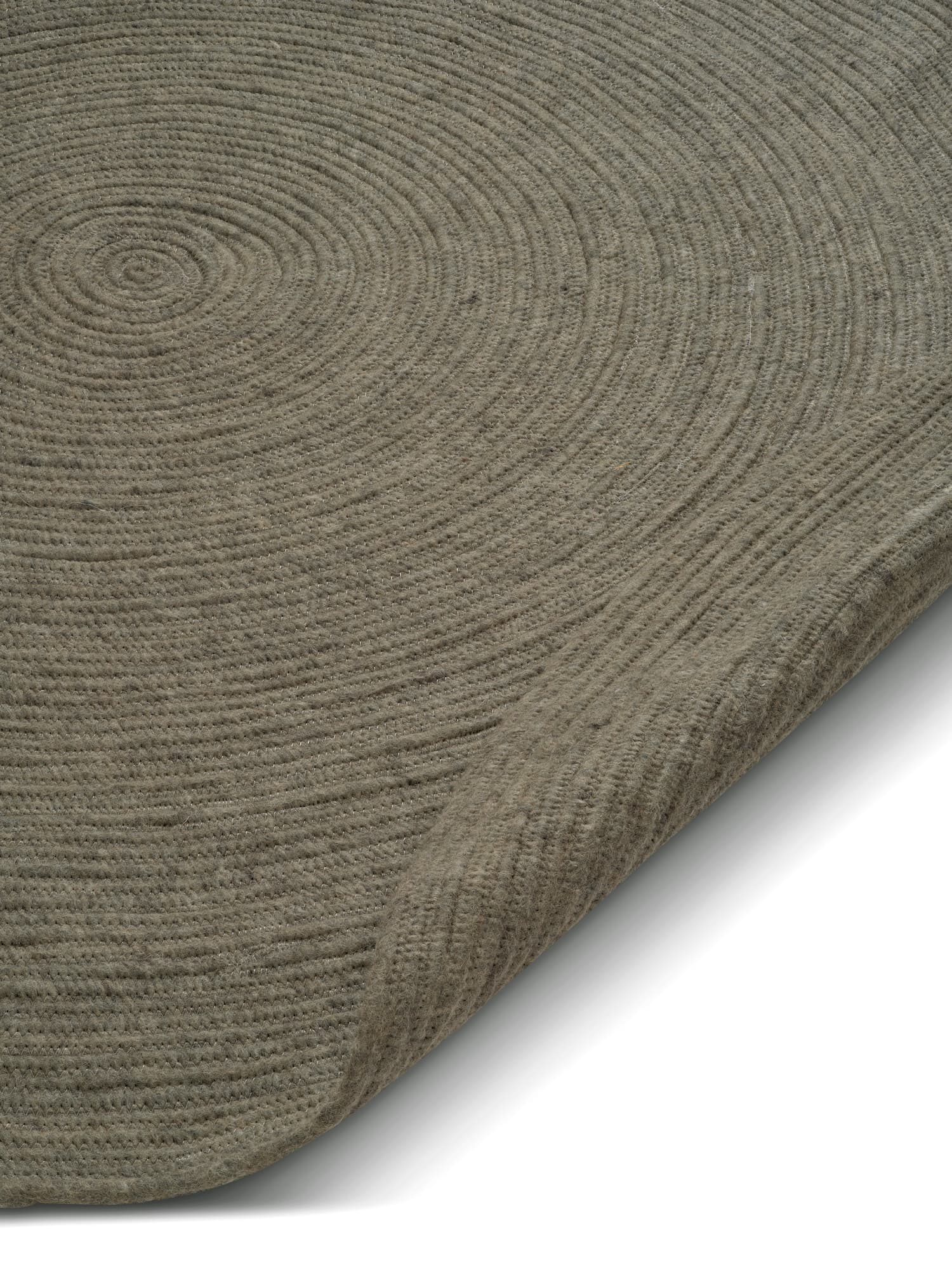 Merino Runder Wollteppich Dunkelgrün Ø160