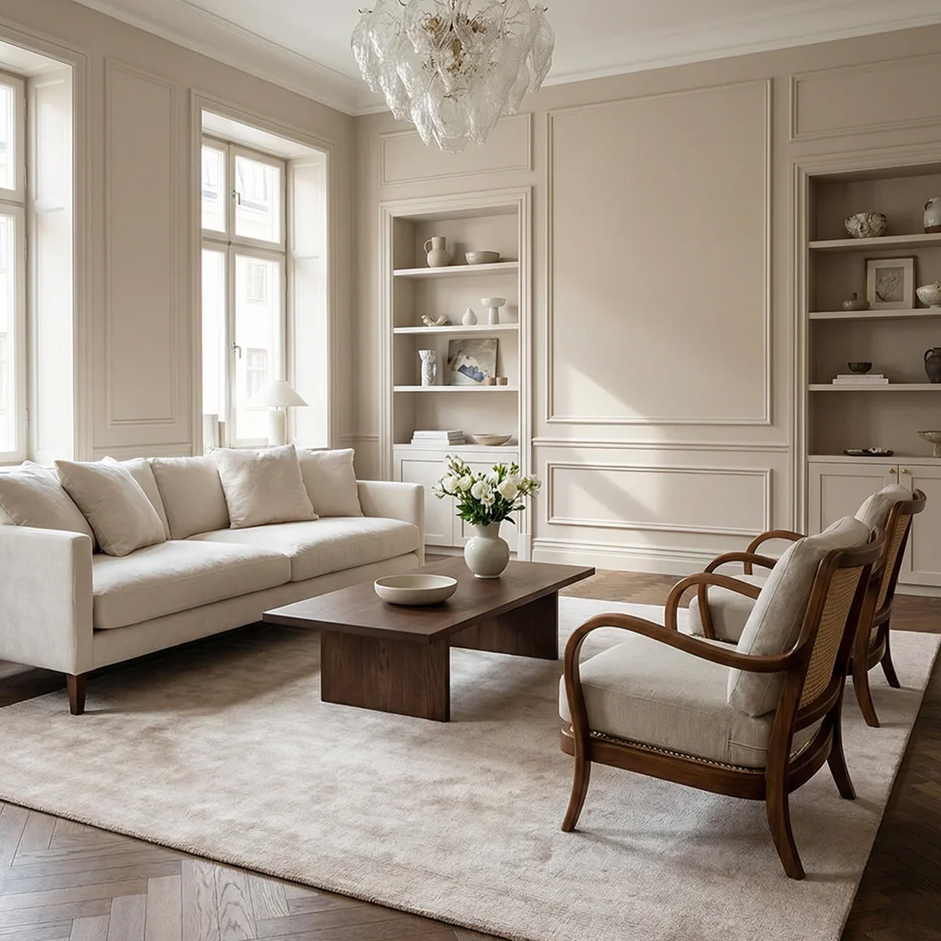 Solid Wollteppich Beige 200x300