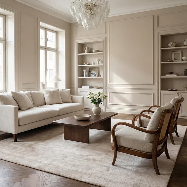 Solid Wollteppich Beige 200x300