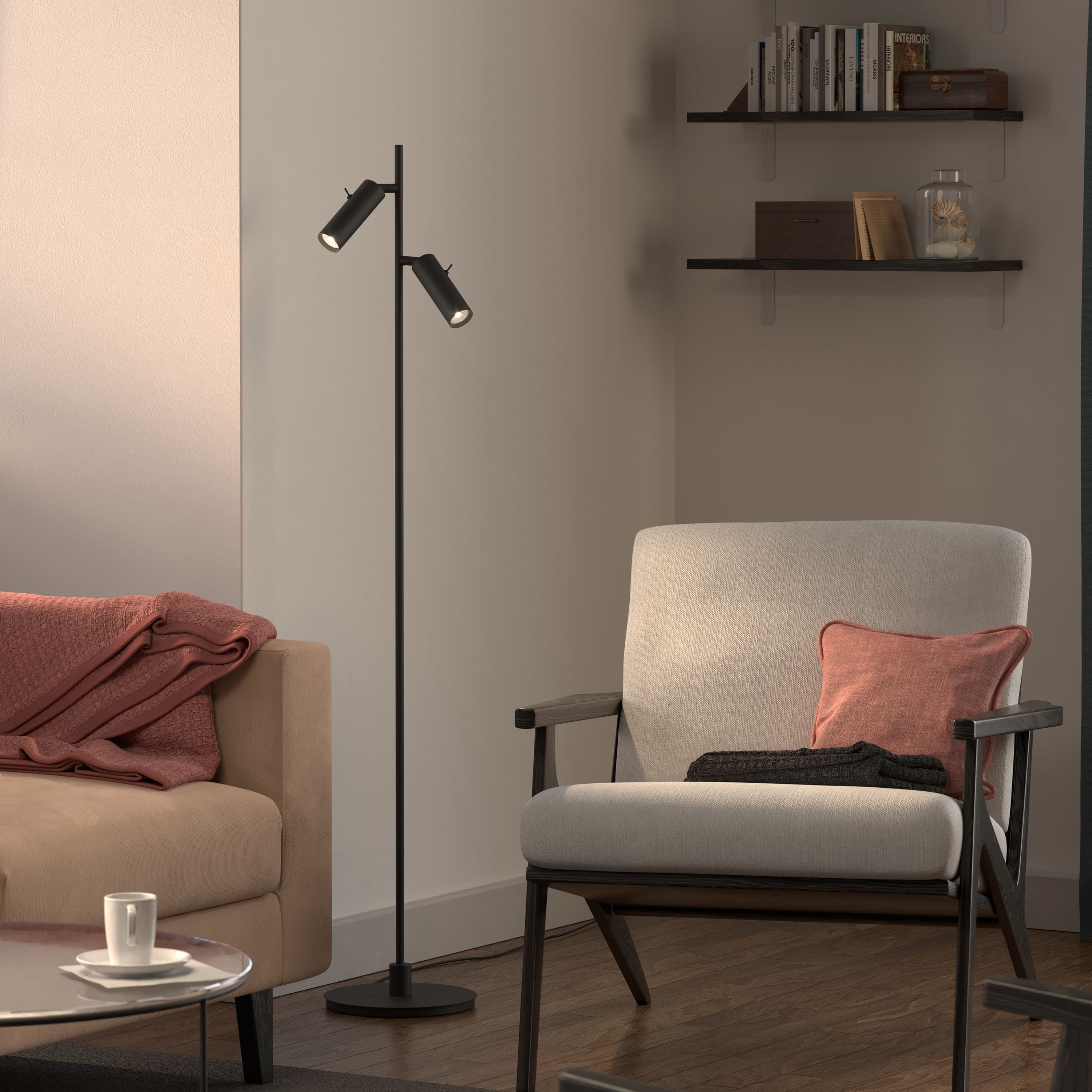 Pipeline Floor Lamp Matte Black Double