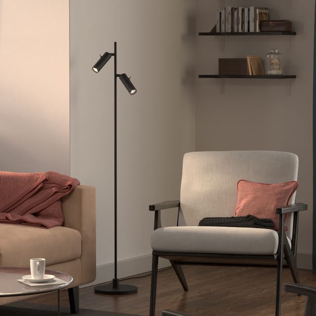 Pipeline Floor Lamp Matte Black Double