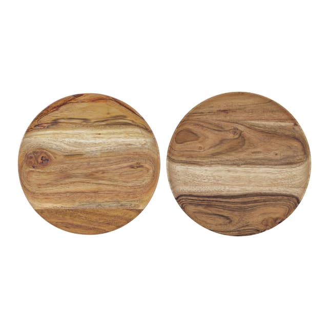 Wood Trays Natural Set of 2 Ø17