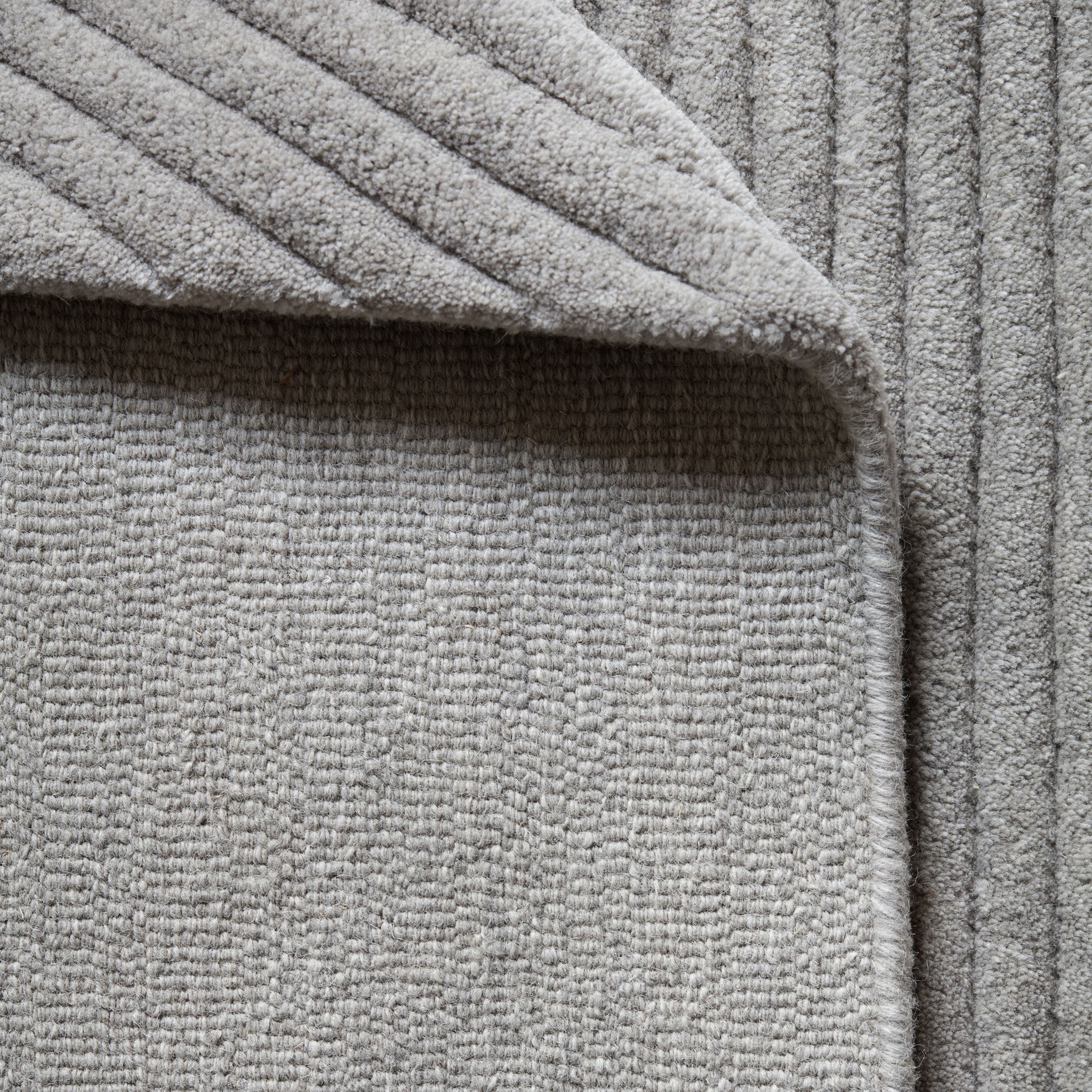 Row Round Wool Rug Light Grey Ø270