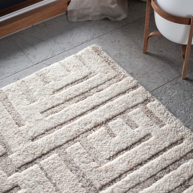 Viby Wollteppich Elfenbein/Braun 200x300