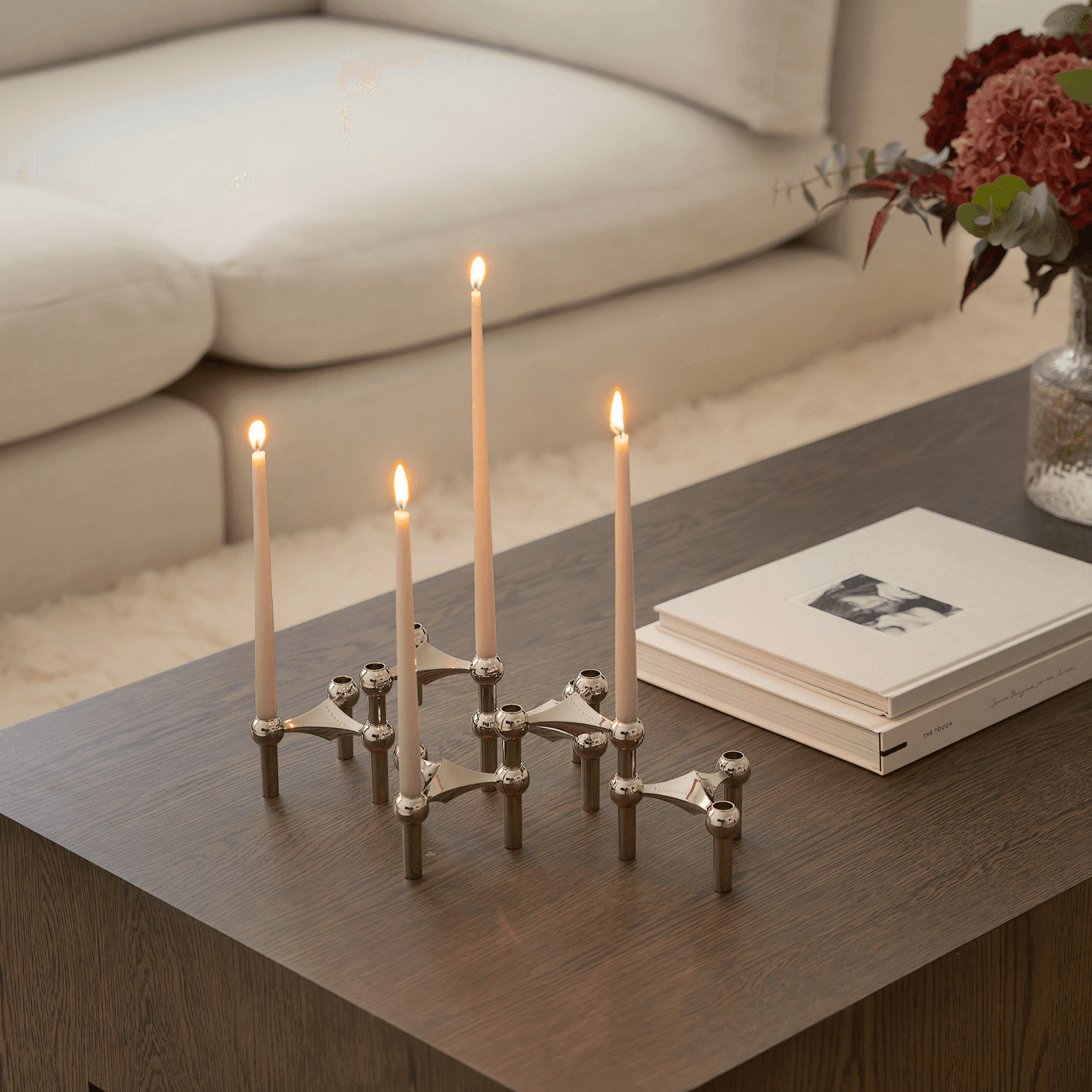 STOFF Nail Candle Holder Chrome Set of 3