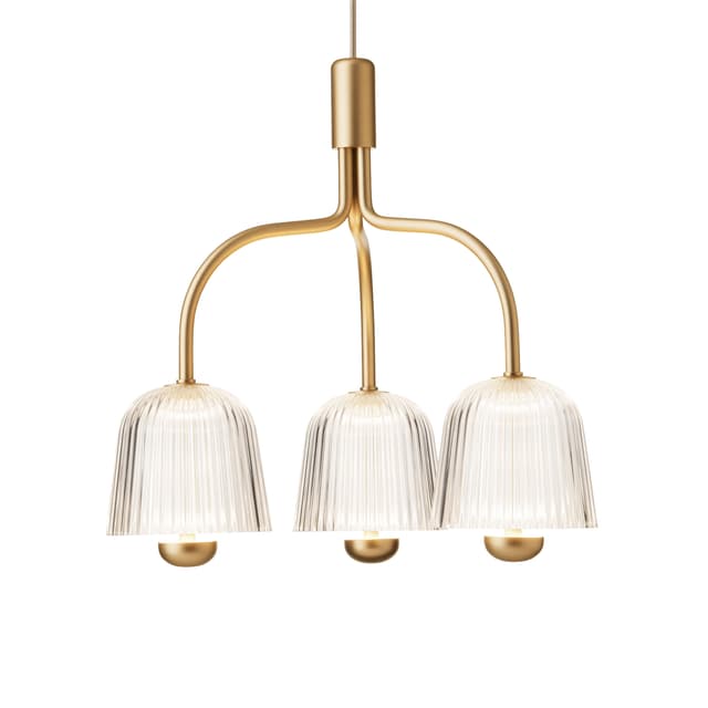 Asteea 3 Ceiling Lamp Satin Brass/Ripple Clear