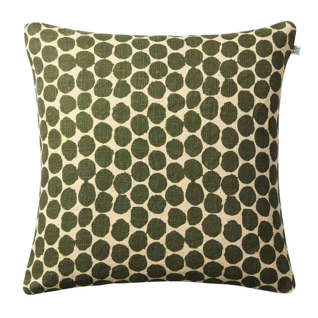 Dot Ari Pillow Cover Linen Light Beige/Cactus Green 50x50