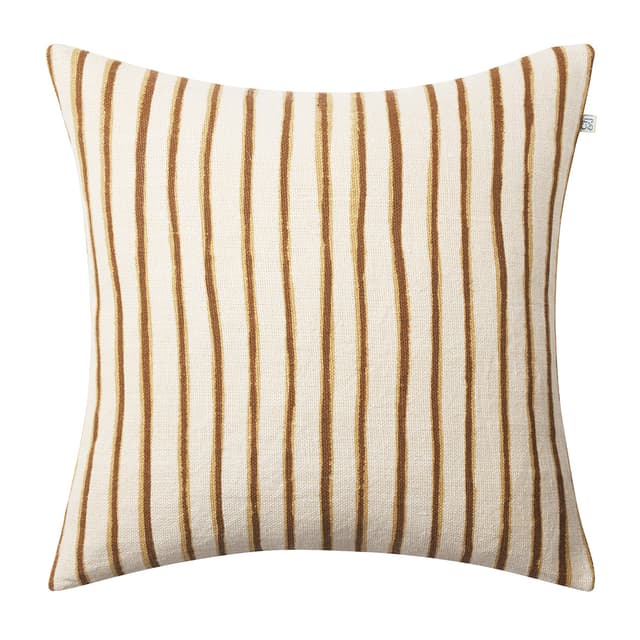 Jaipur Stripe  Linen Cushion Cover Khaki/Taupe 50x50