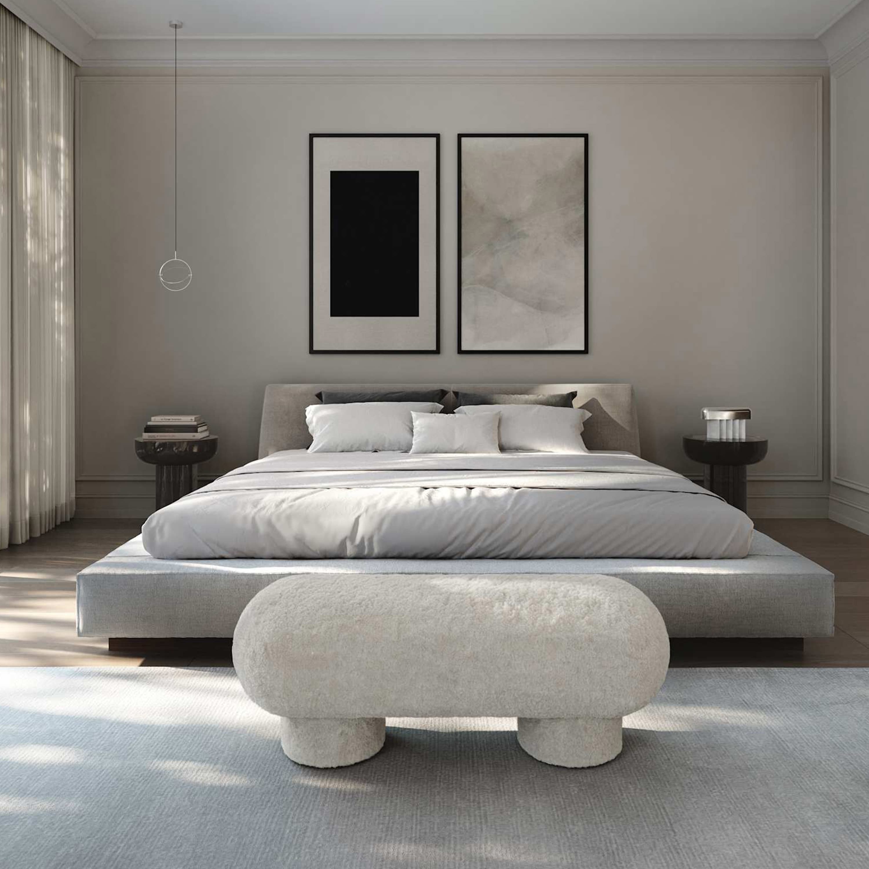 Big Foot Bench Sheepskin Sandshell 120cm
