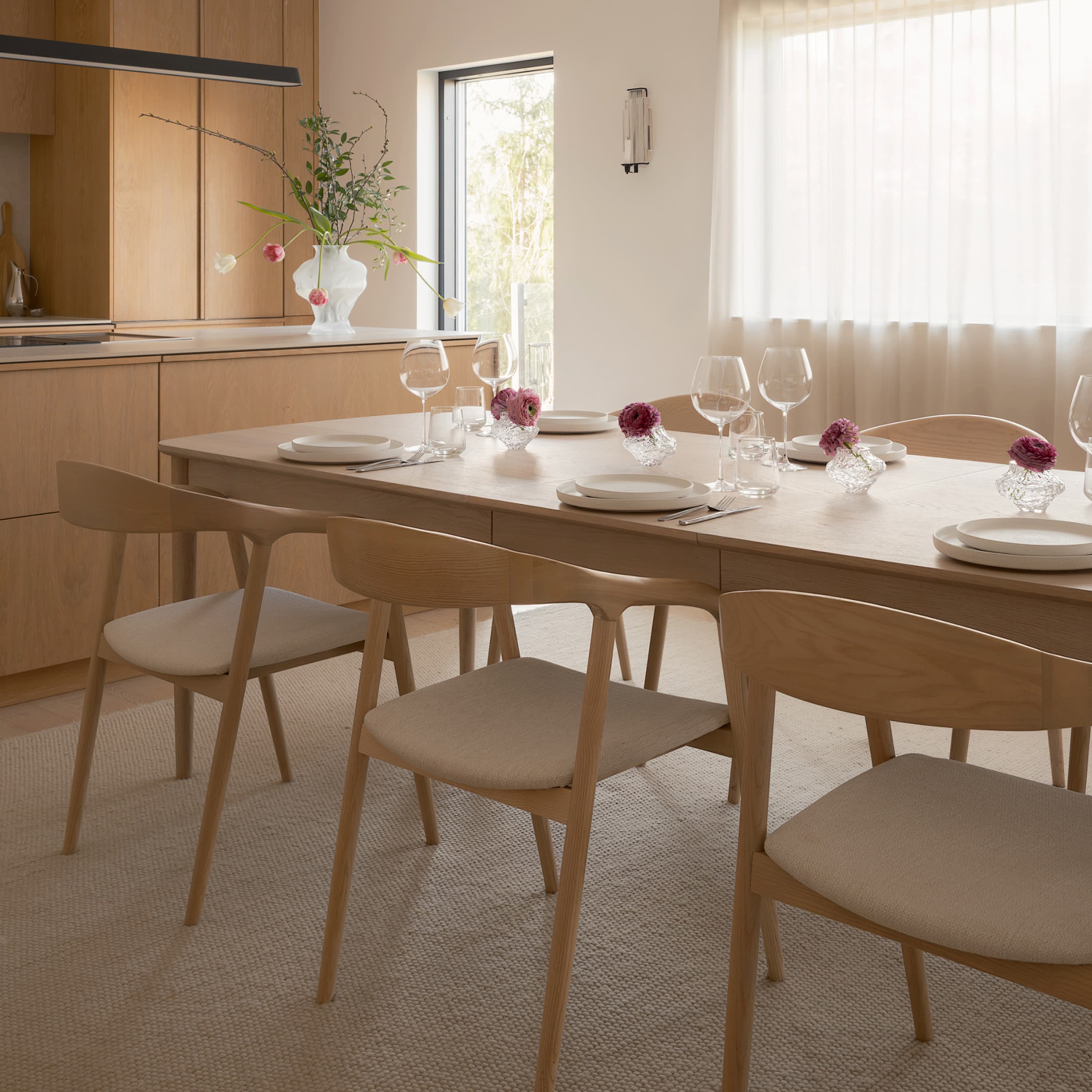 Leah Dining Table White Oiled Oak 220+50+50