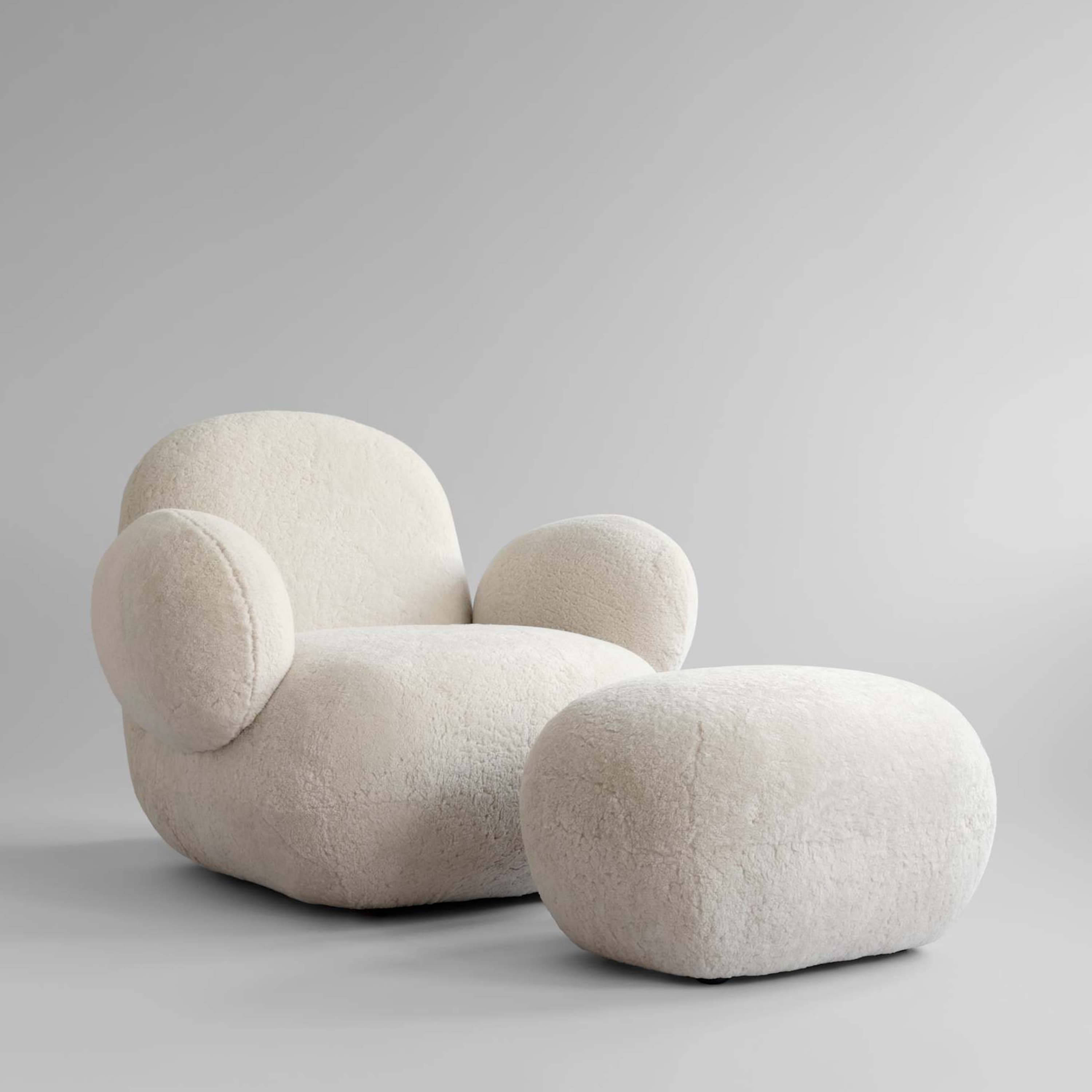 Toe Ottoman Footstool Sheepskin Sandshell 60x45