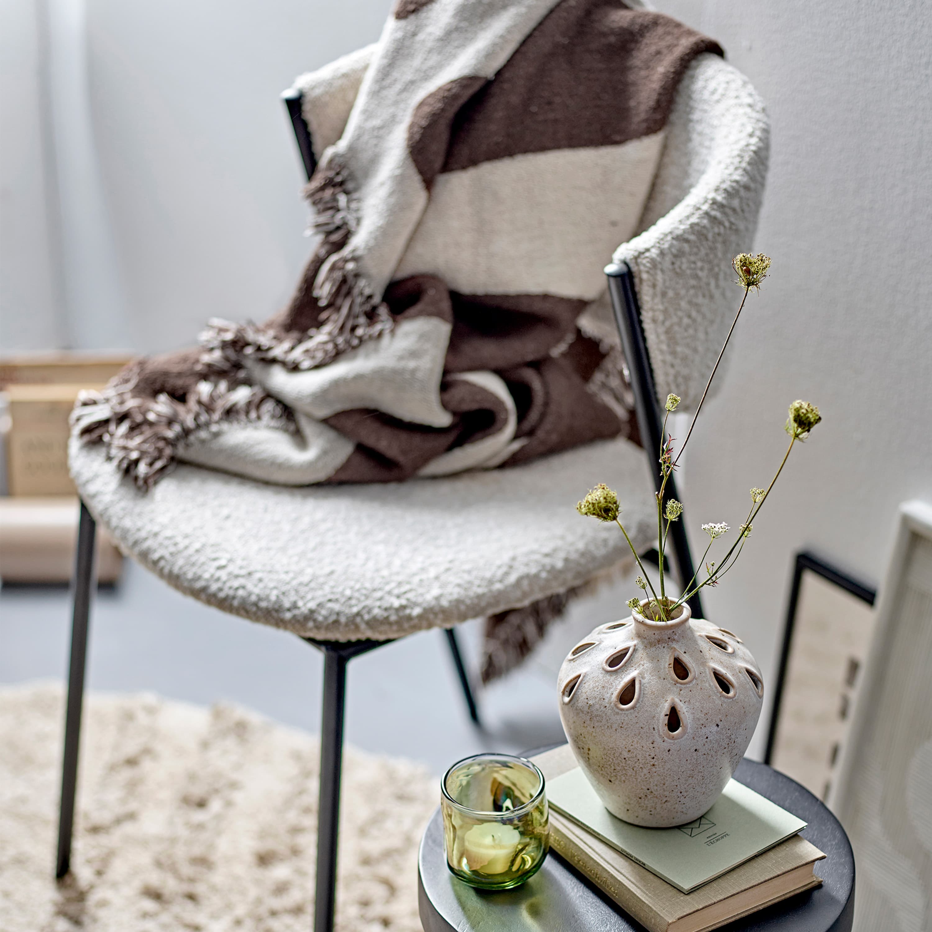 Marlo Stuhl Bouclé Weiß