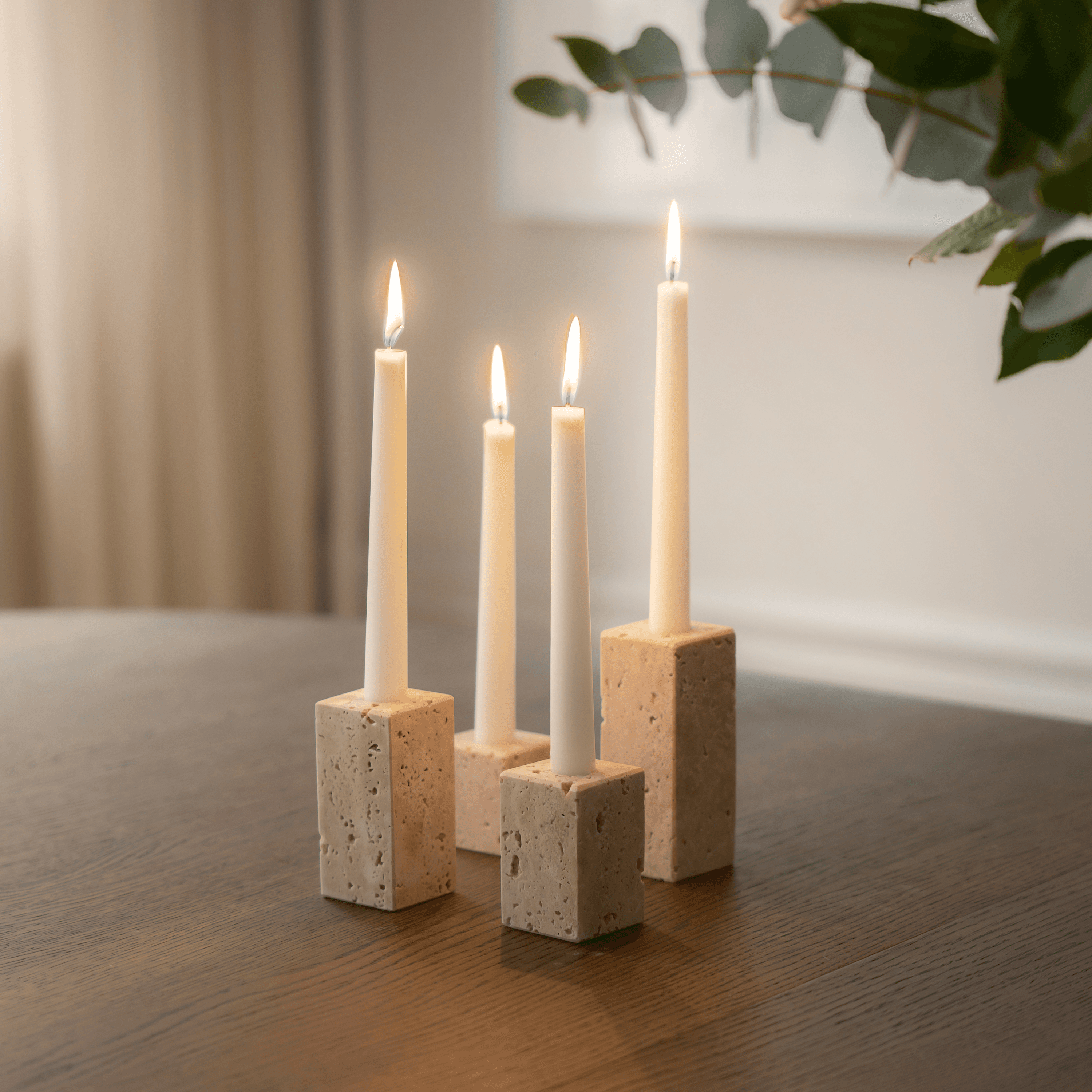 Travis Kerzenständer Travertin 4er-Pack