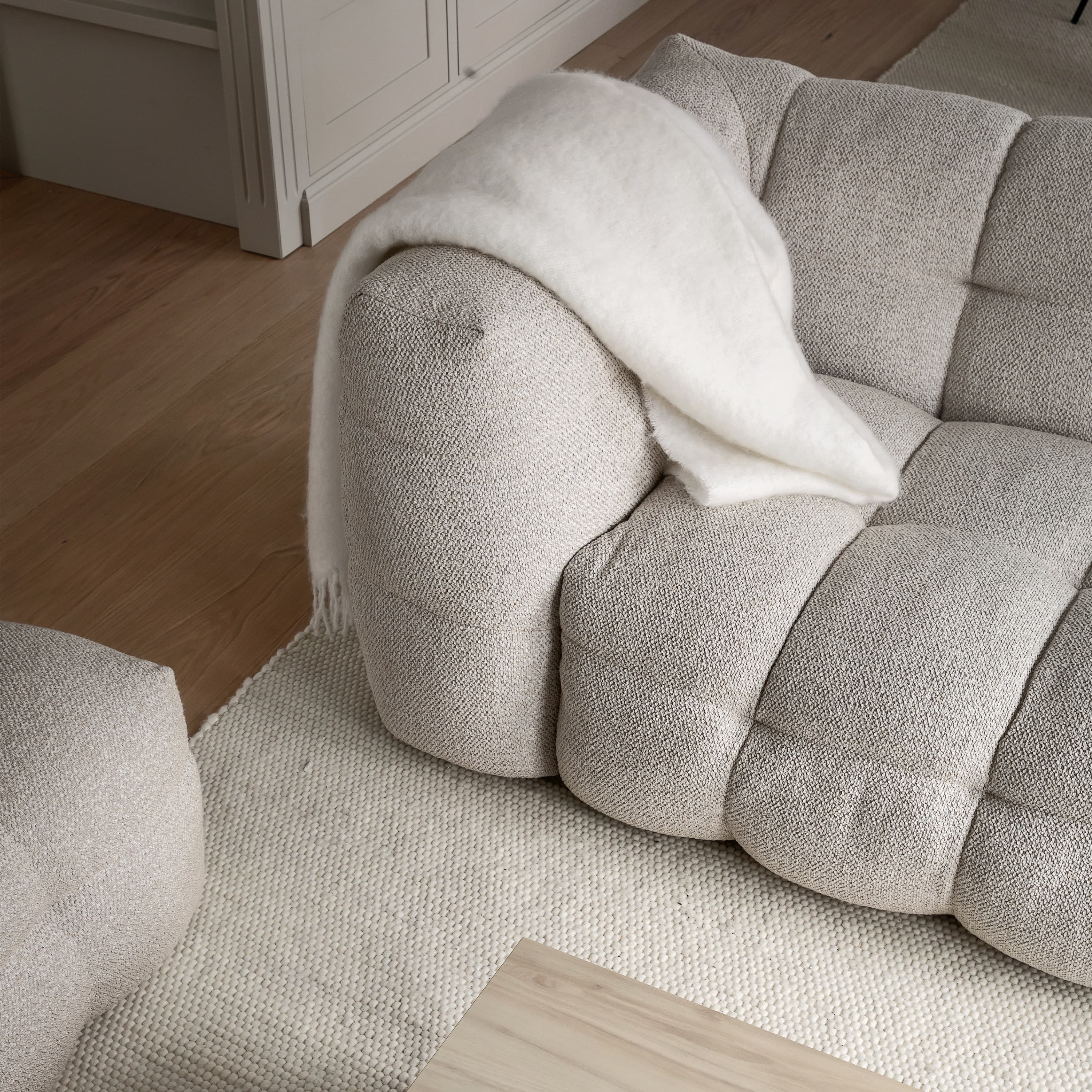 Billie 2-Sitzer Sofa Modul Rechts Armlehne Beige Bouclé 174cm