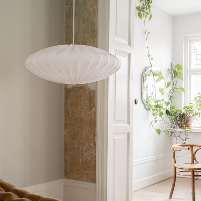 Ellipse Ceiling Lamp Linen White 65cm