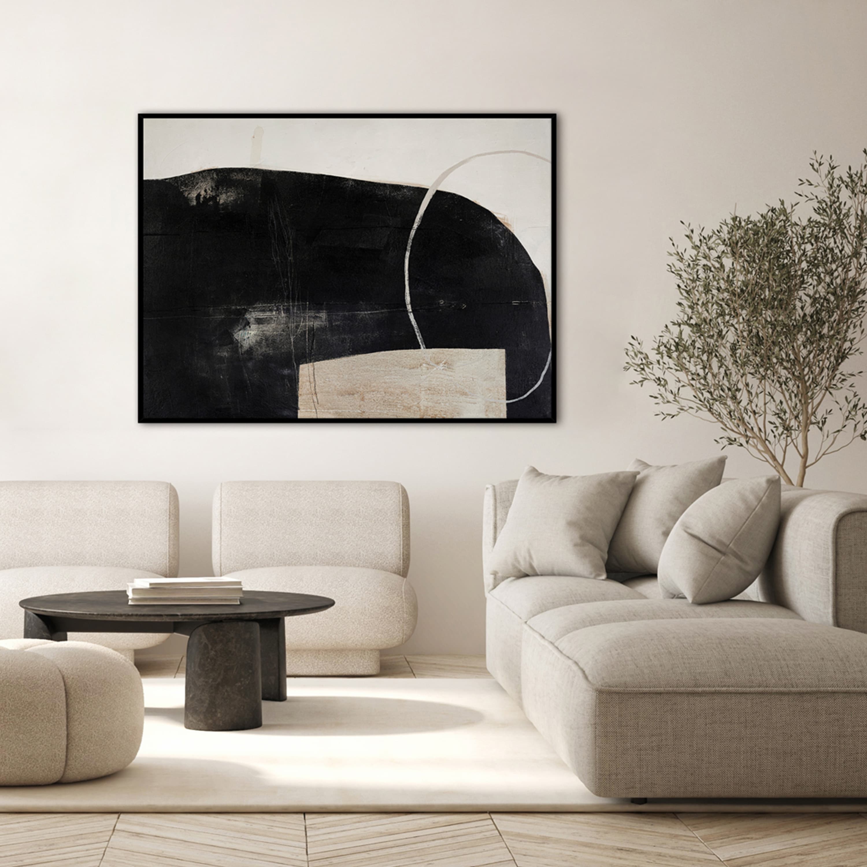 Sort Of Stone Black Frame Gemälde 120x90