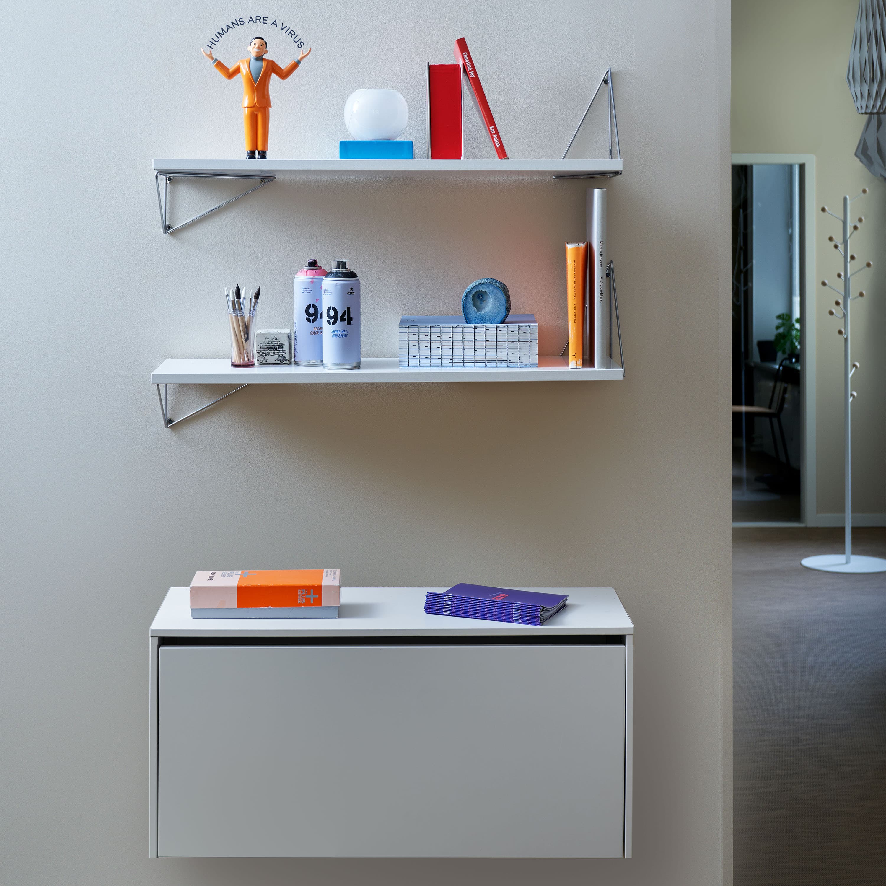 Pythagoras Wall Cabinet White 27x80cm