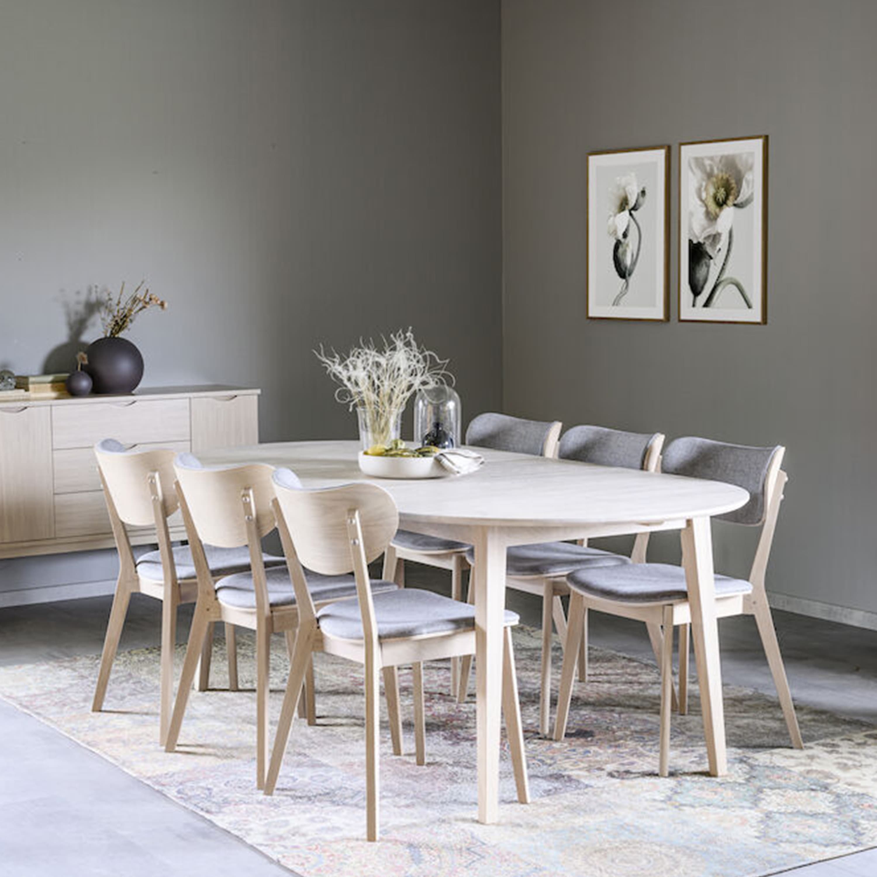 Filippa Dining Table Oval White Washed 170+40