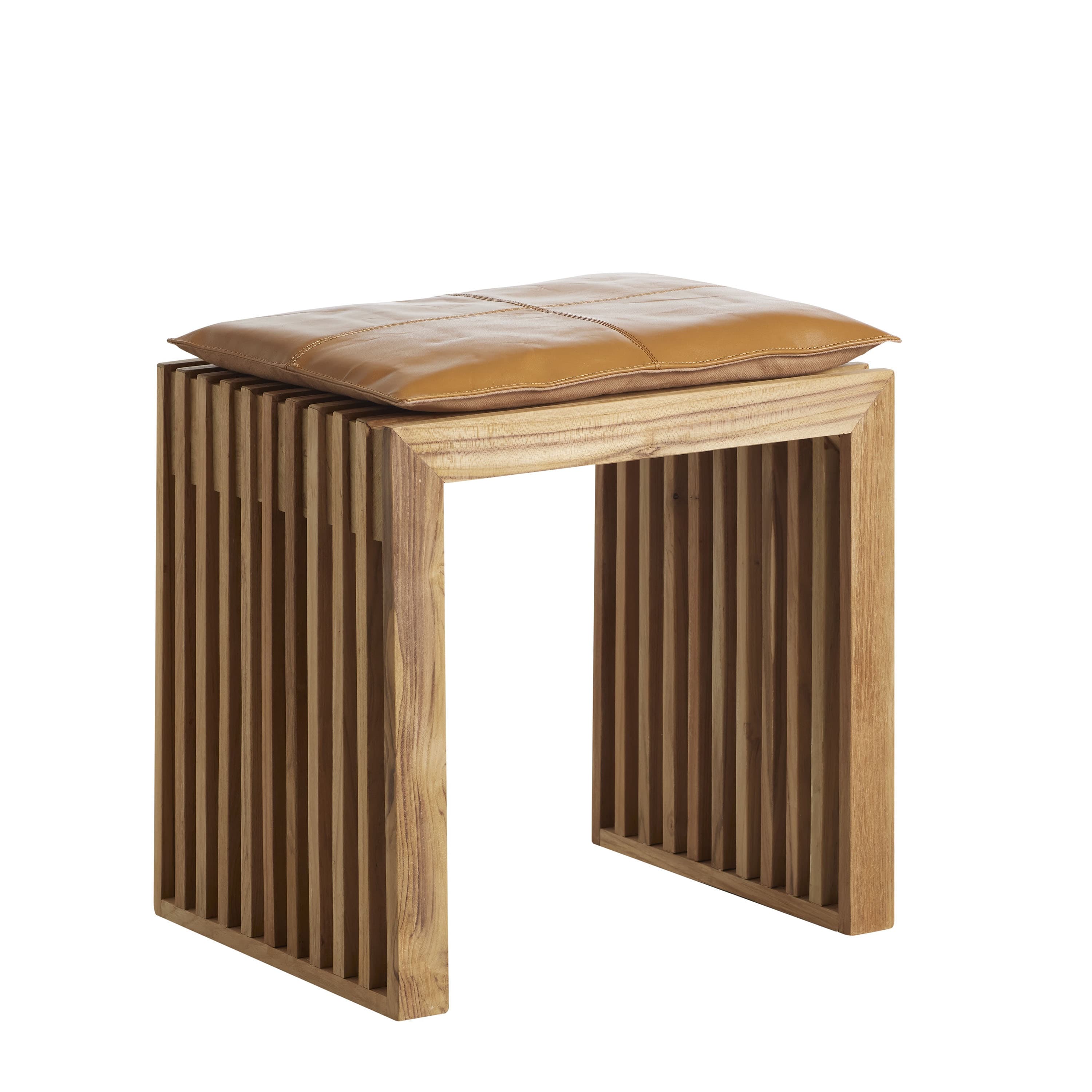Rib Schemel Teak/Braun 45cm