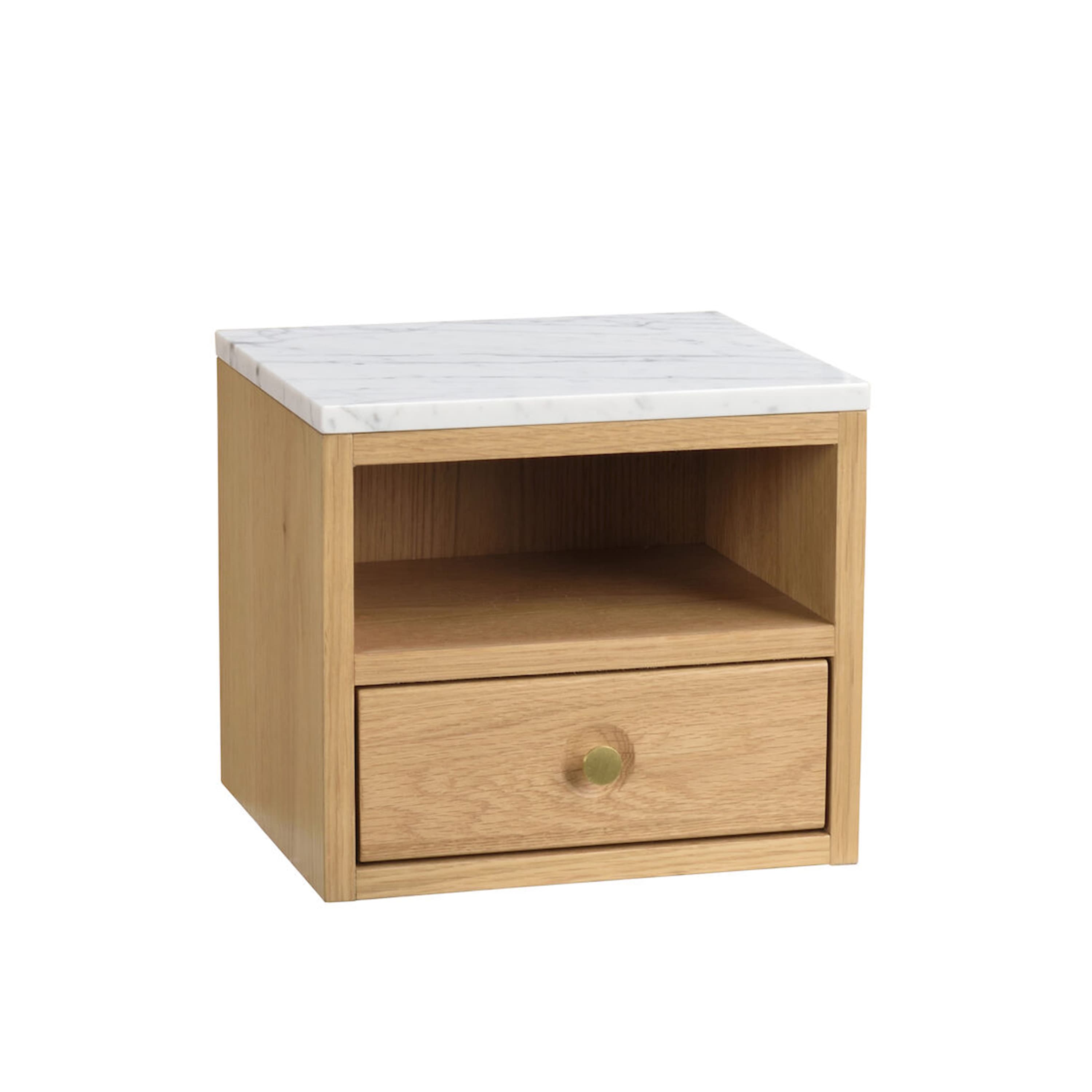 Whitmore Bedside Table/Wall Cabinet Oak/White Marble