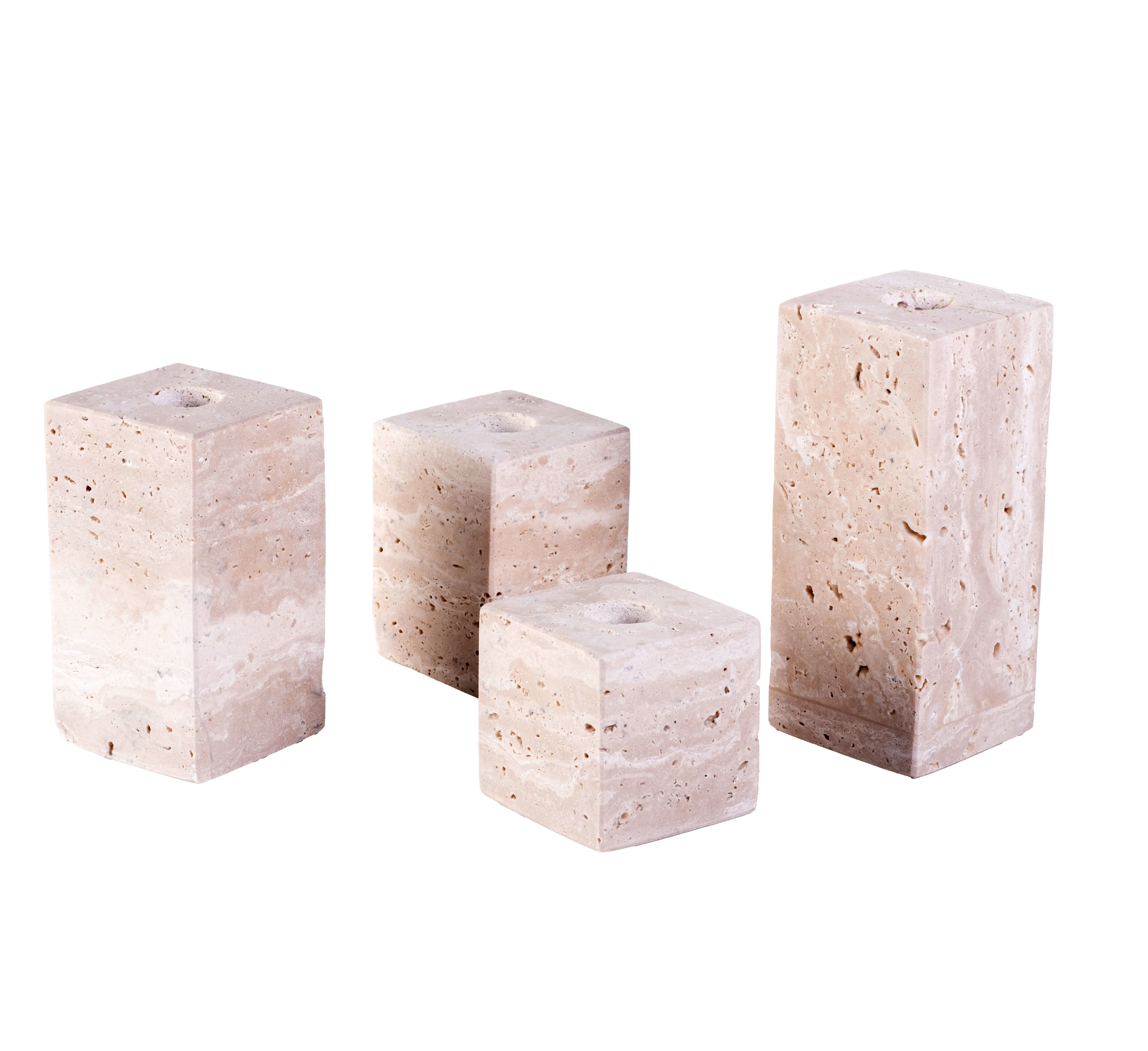 Travis Kerzenständer Travertin 4er-Pack