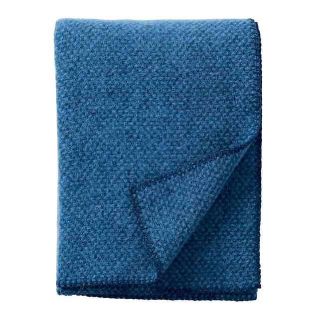 Domino Wool Throw Ocean Blue