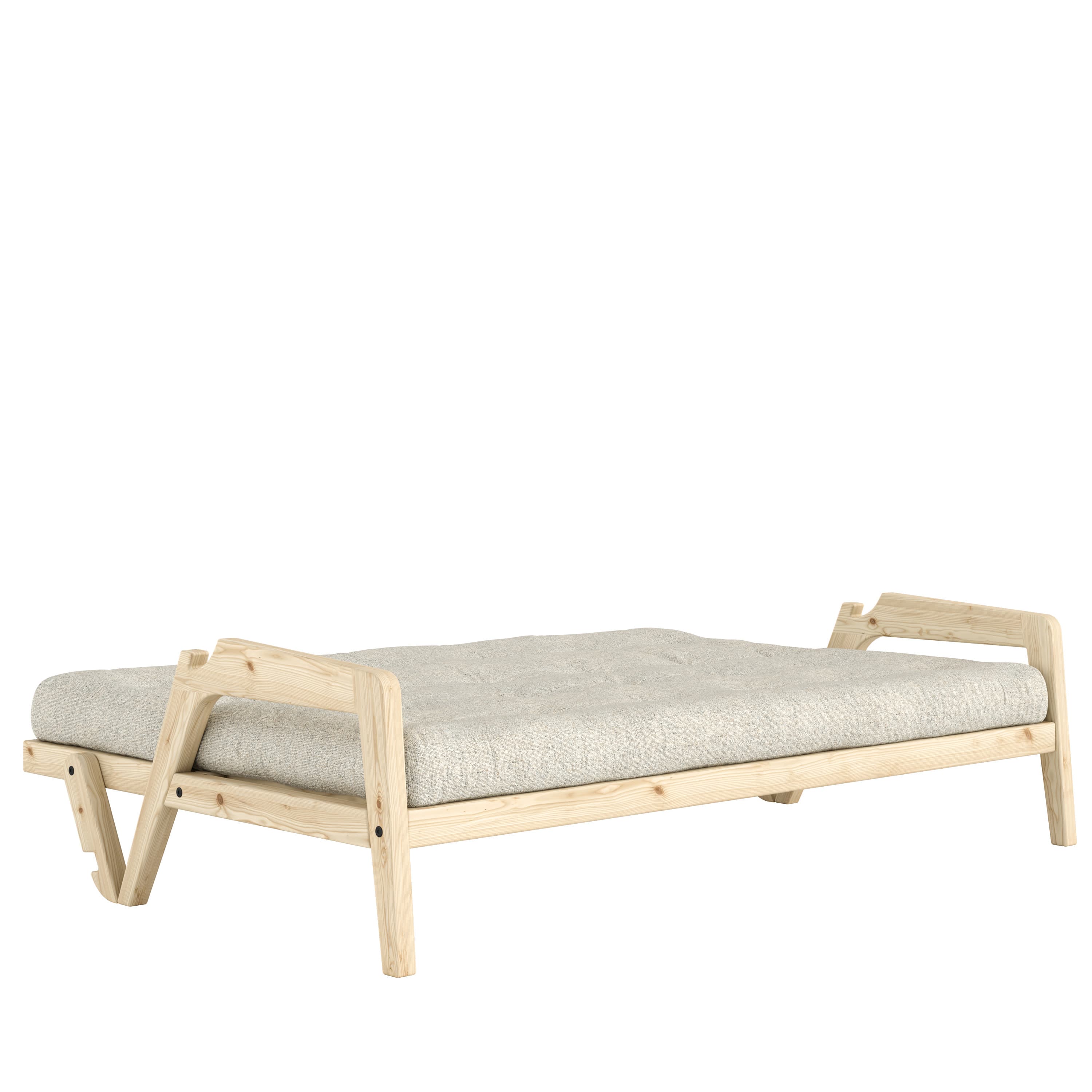 Grab Sofa Bed Clear Lacquered/Soft Chalk 204cm