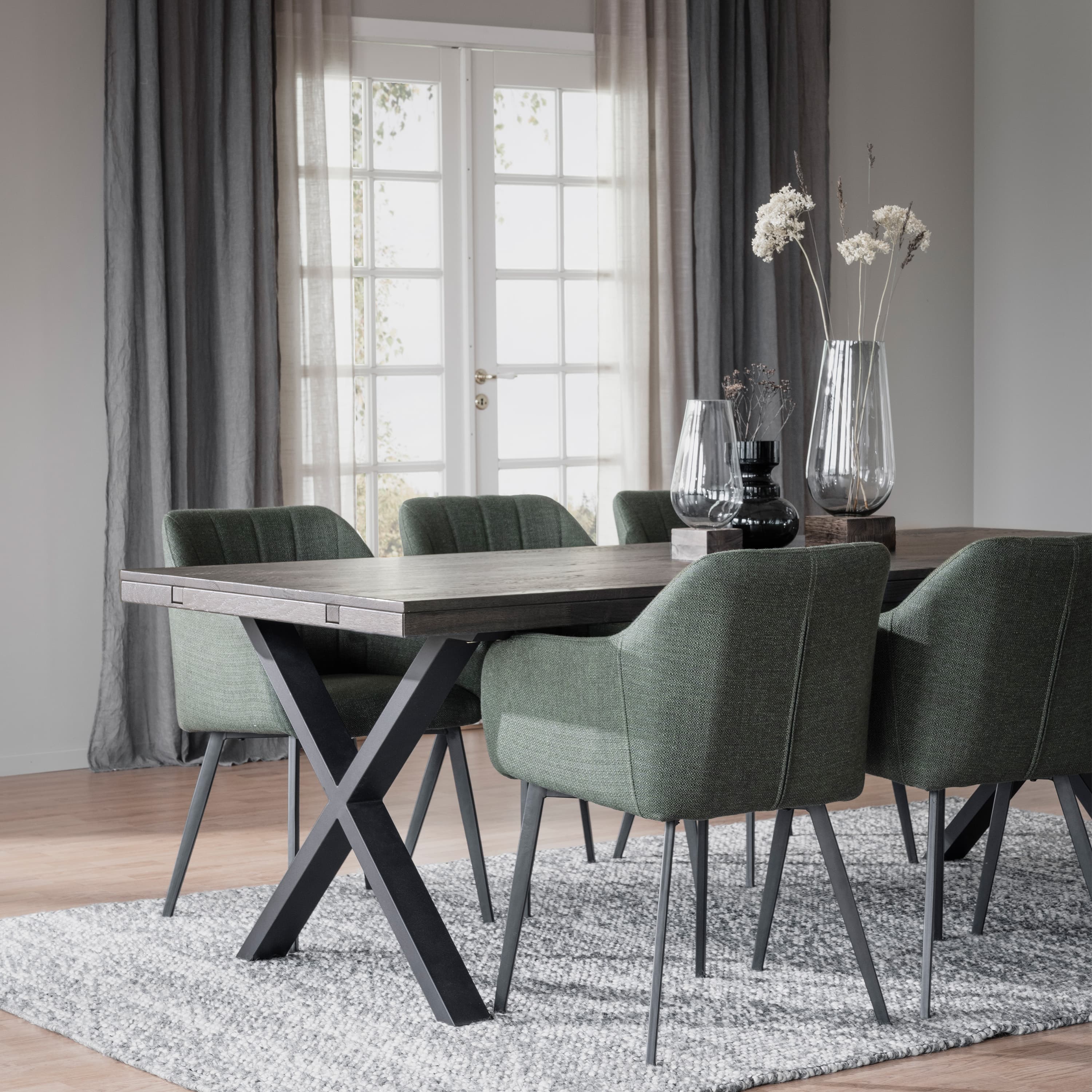 Brooklyn Esstisch X-Bein Dunkelbraune Eiche 220cm