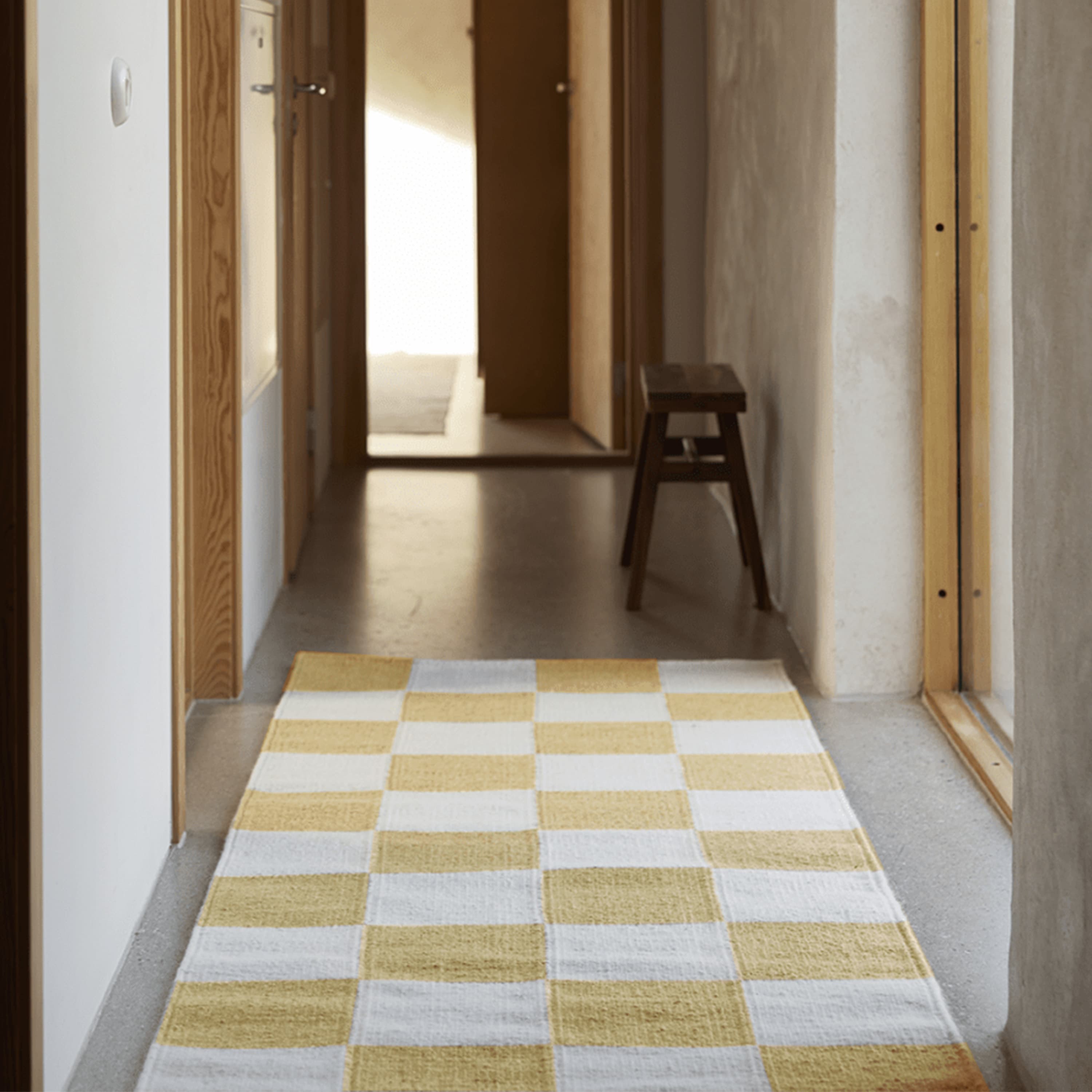 Square Teppichläufer Weiß/Gelb 80x240
