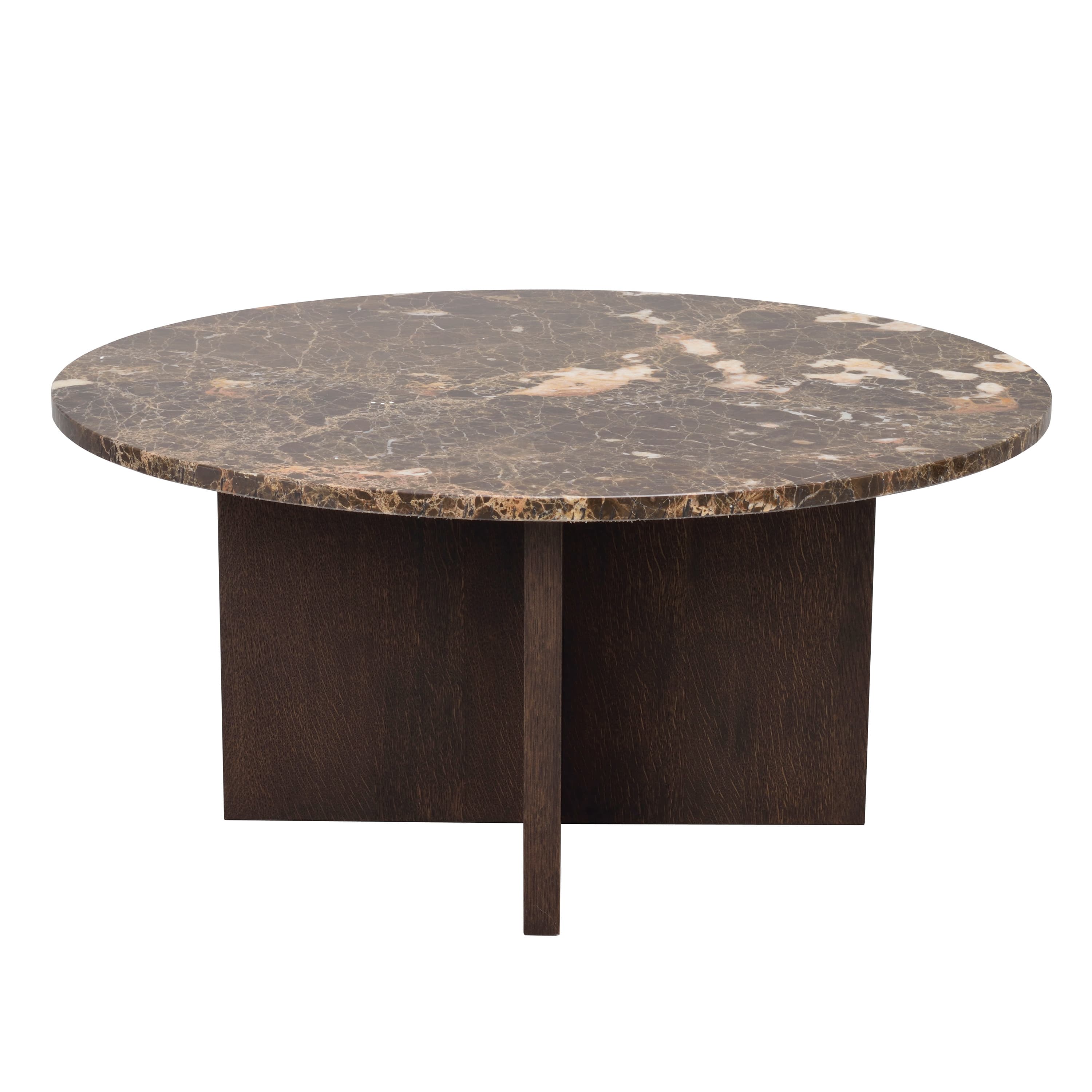 Brooksville Couchtisch Braun Marmor/Eiche Ø90