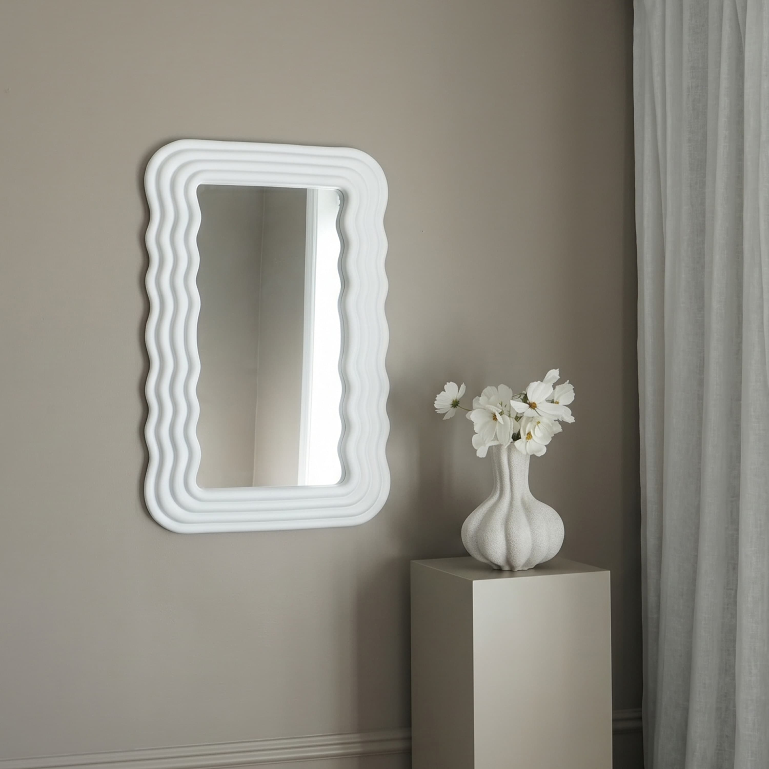 Wave Spegel Matt Vit 80x50