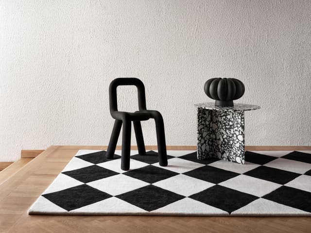 Tenman Wollteppich Schwarz/Weiß 170x240