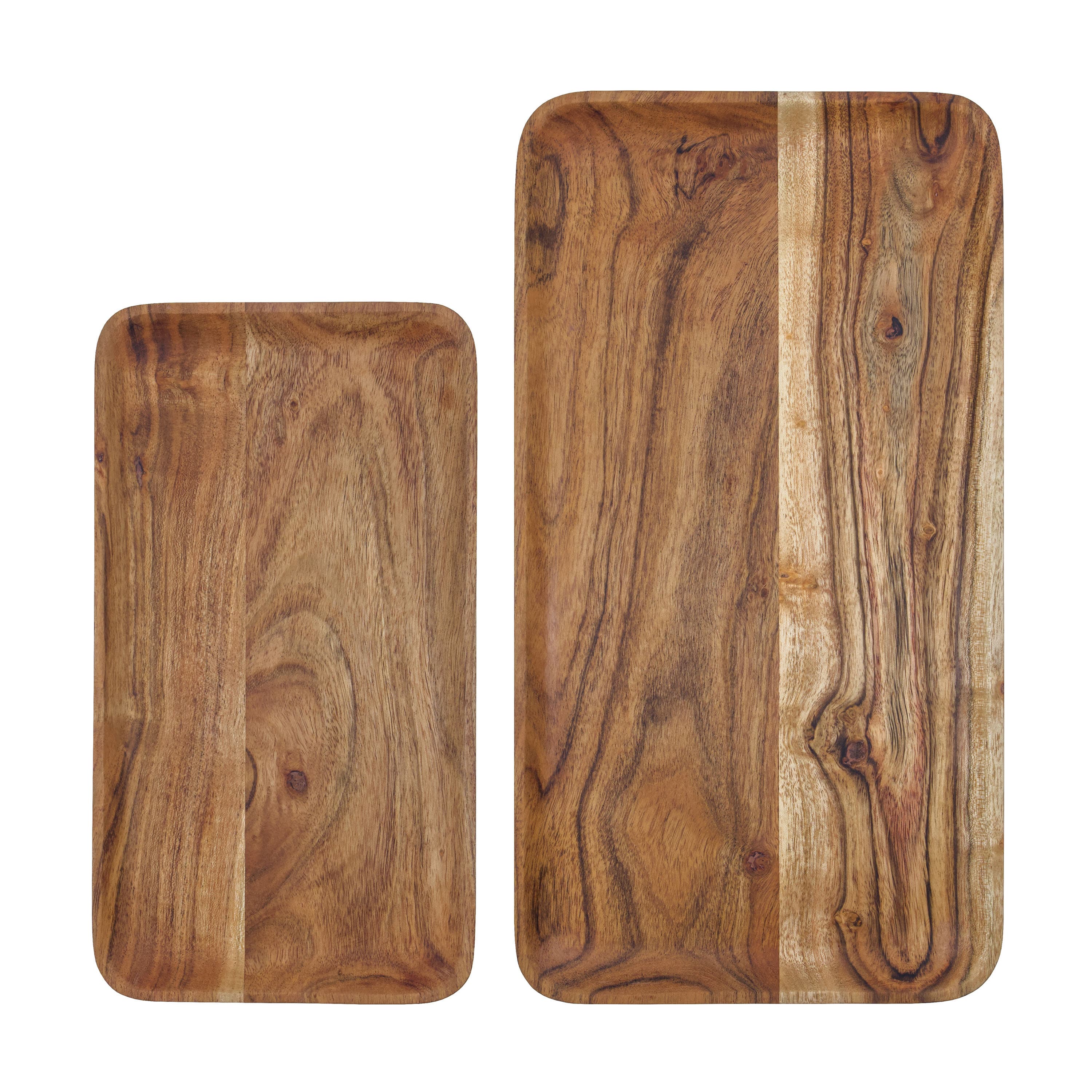 Wood Trays Natural Set of 2