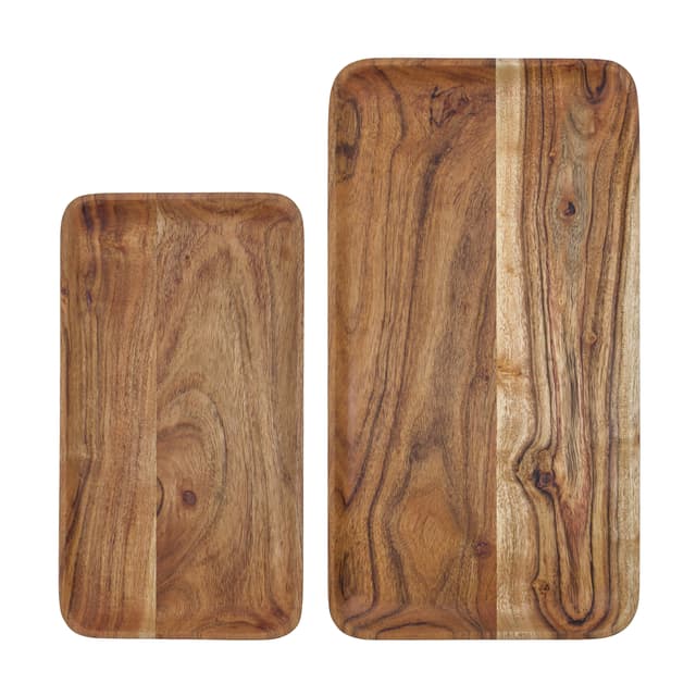 Wood Trays Natural Set of 2