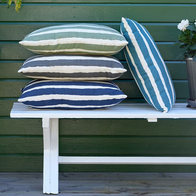 Block Stripe Outdoor Zierkissen Sage/Offwhite 40x60