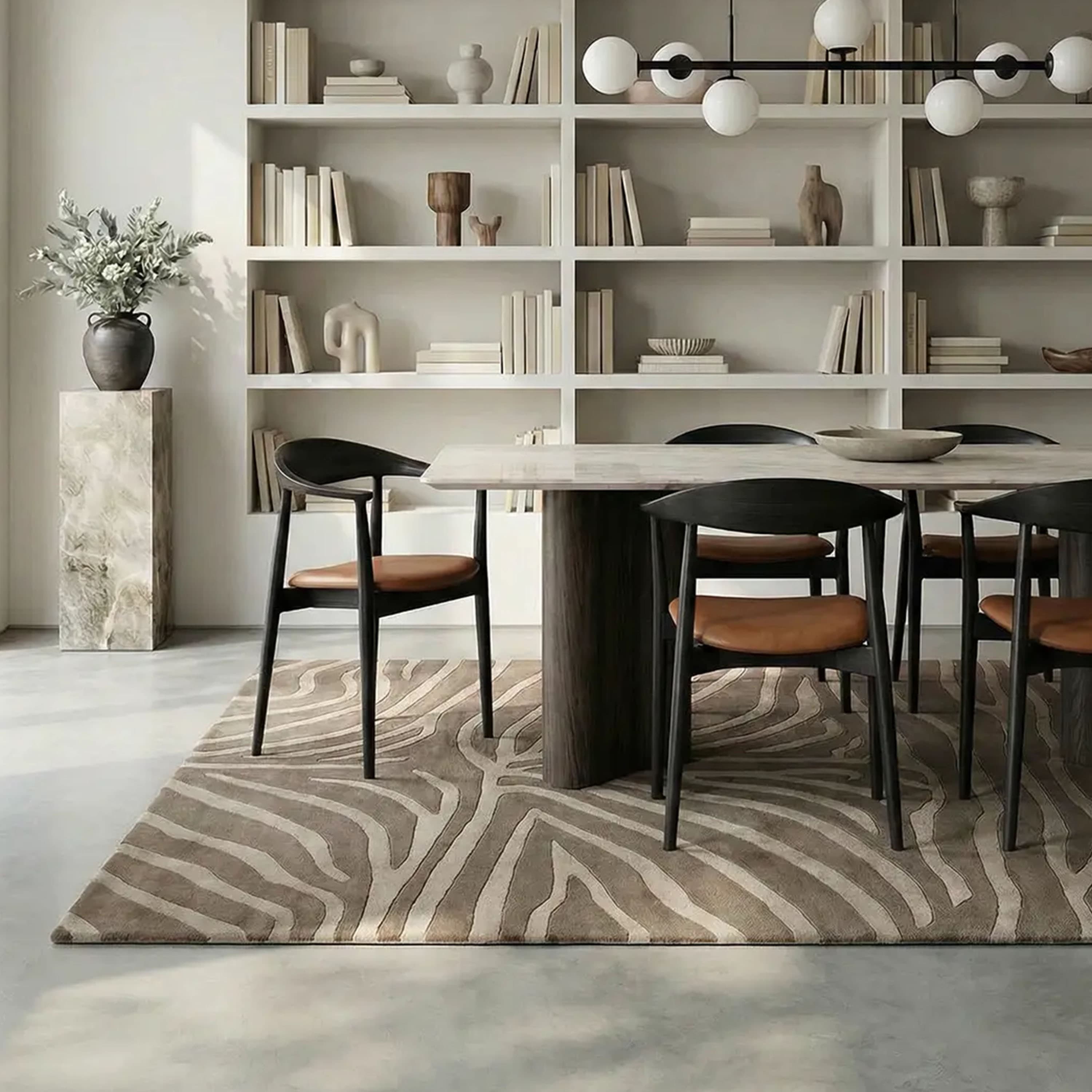 Zebra Wollteppich Beige 170x230