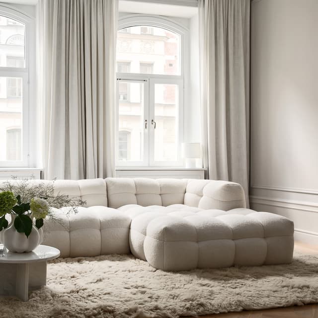 Billie Divansofa Rechts Creme Teddy