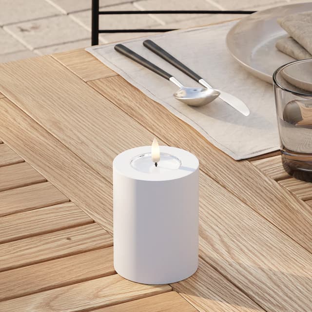 LED Block Candle Outdoor White 10cm