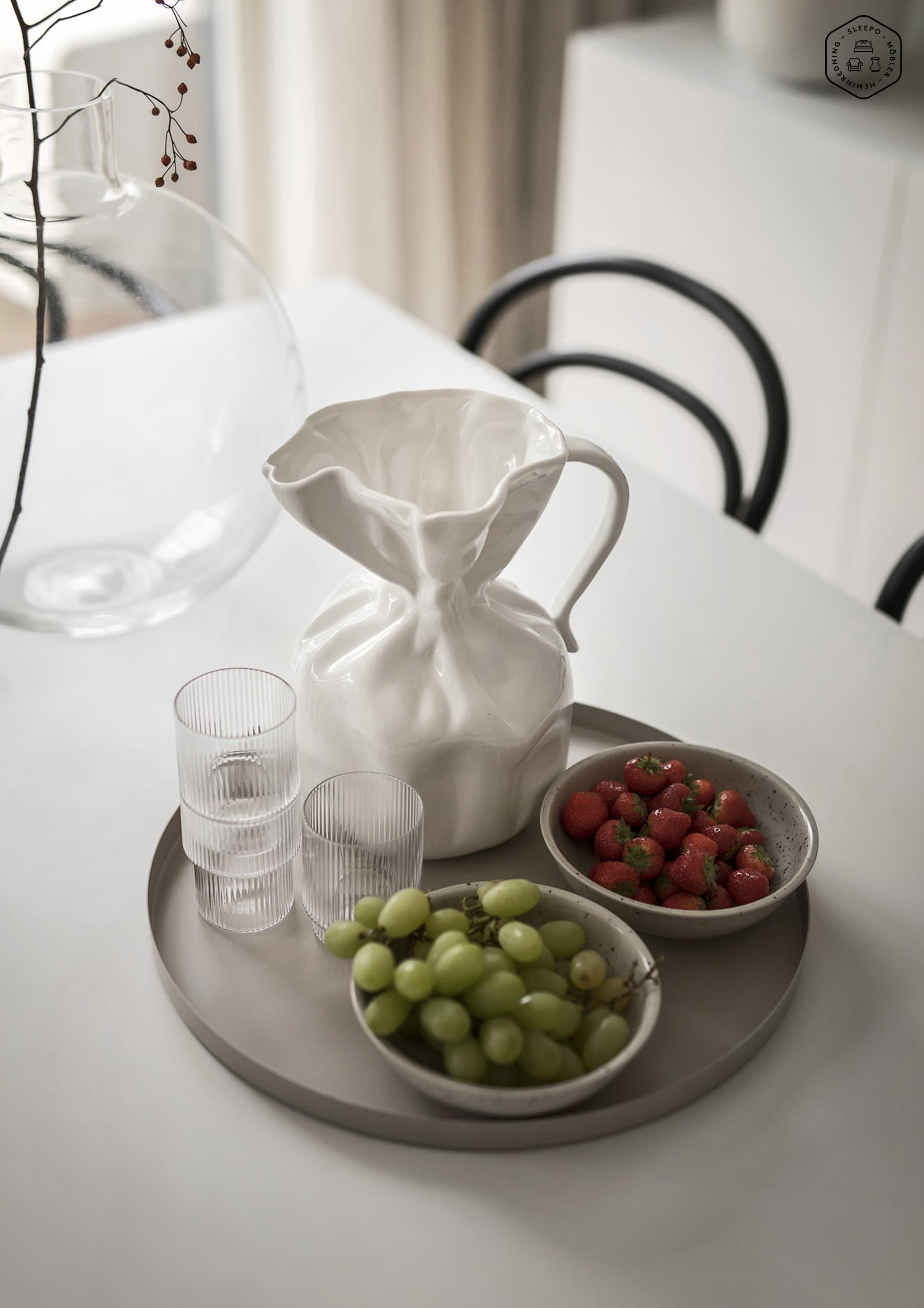 Crumple Vase/Jug White 26cm