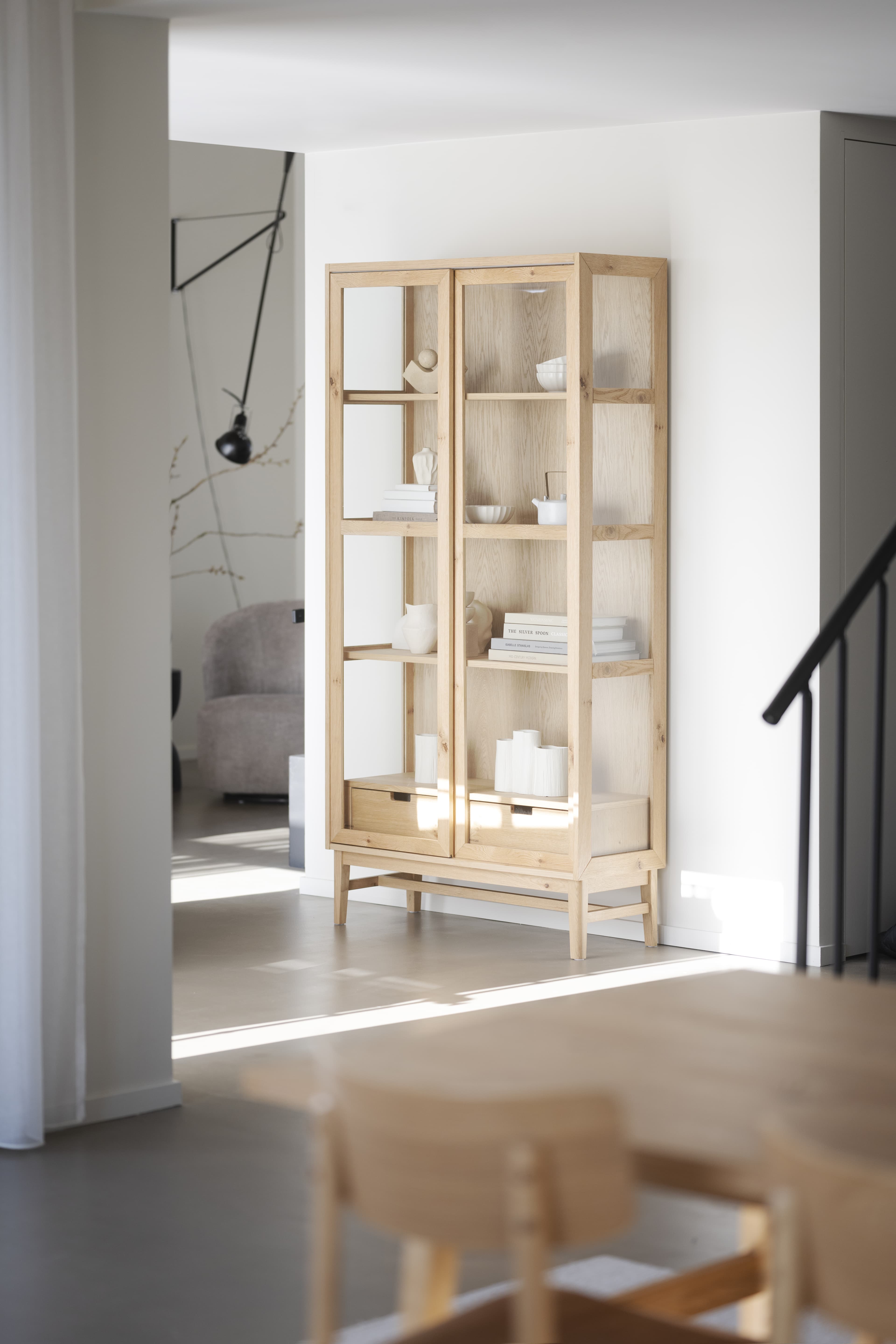 Hazelton Glass Cabinet Oak 203cm