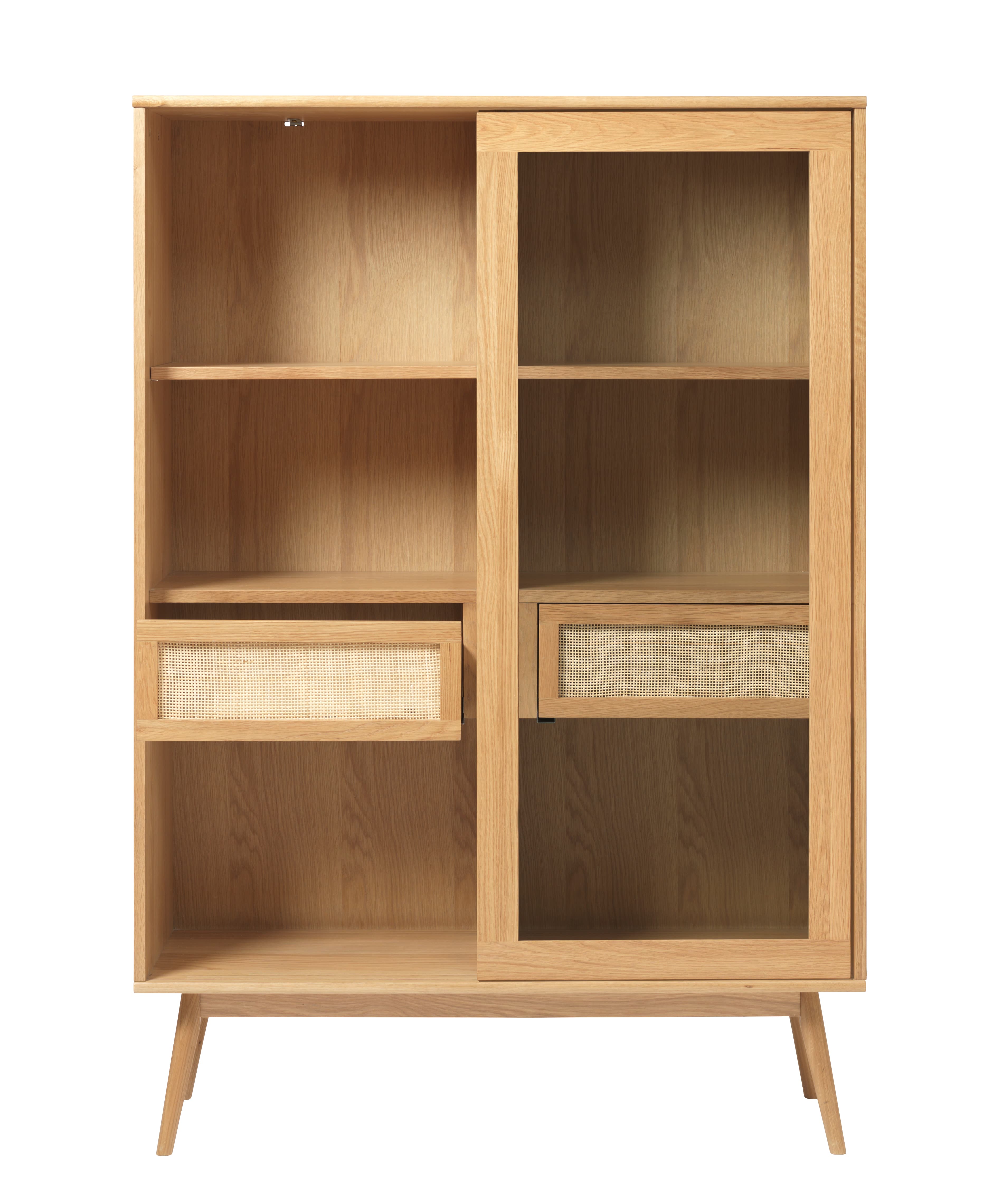 Sofia Glass Cabinet Natural Oak 160cm